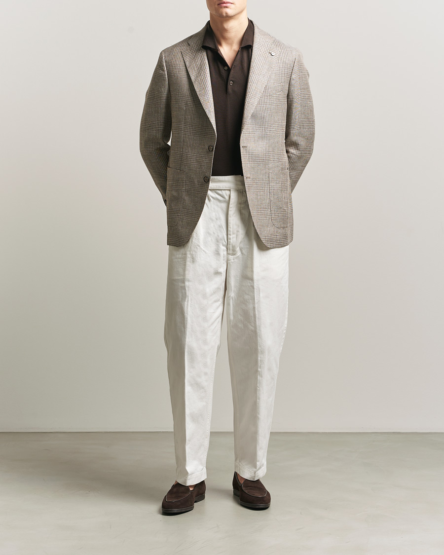 Heren | Blazers | L.B.M. 1911 | Jack Regular Fit Linen/Wool Checked Blazer Taupe