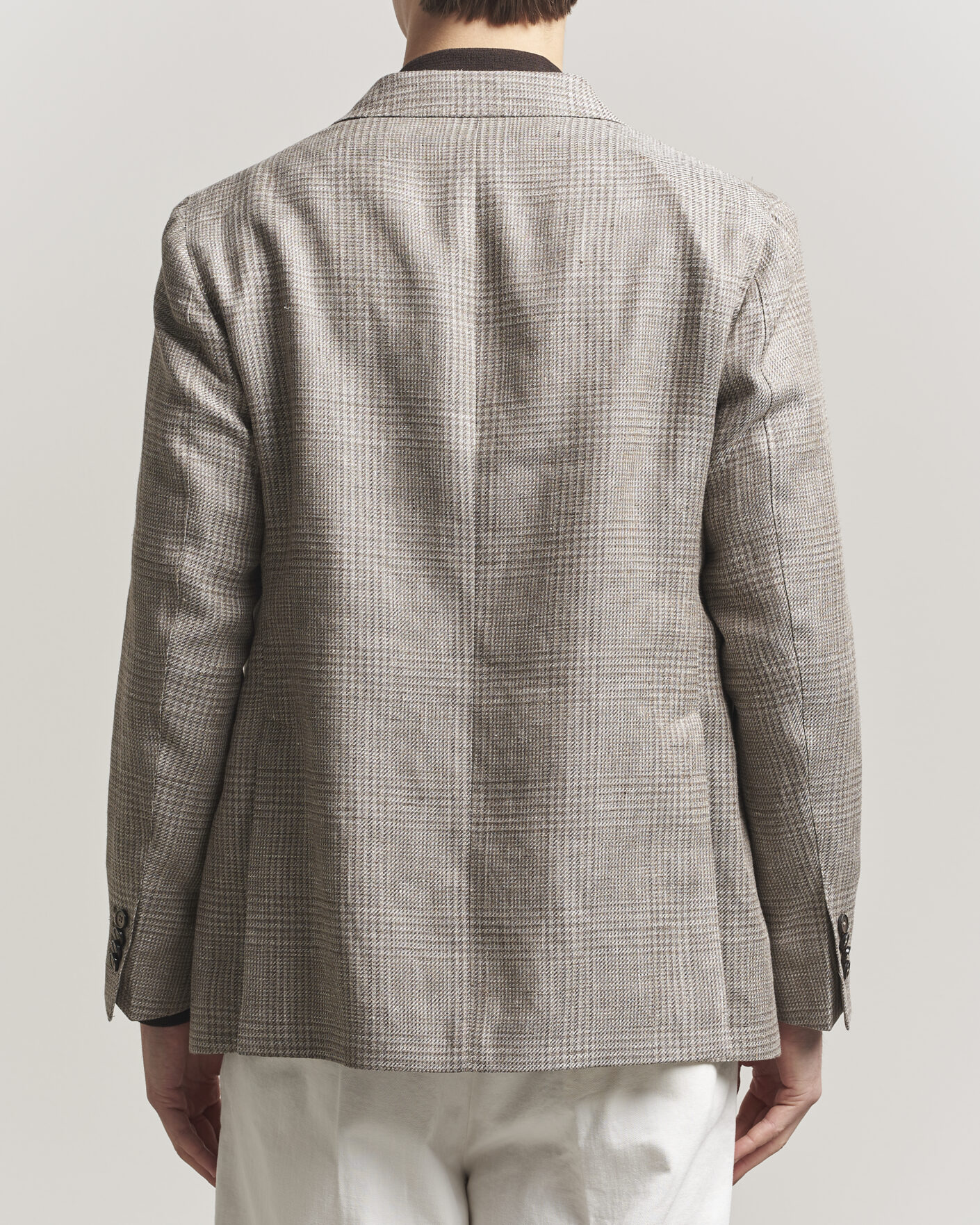 Heren | Blazers | L.B.M. 1911 | Jack Regular Fit Linen/Wool Checked Blazer Taupe