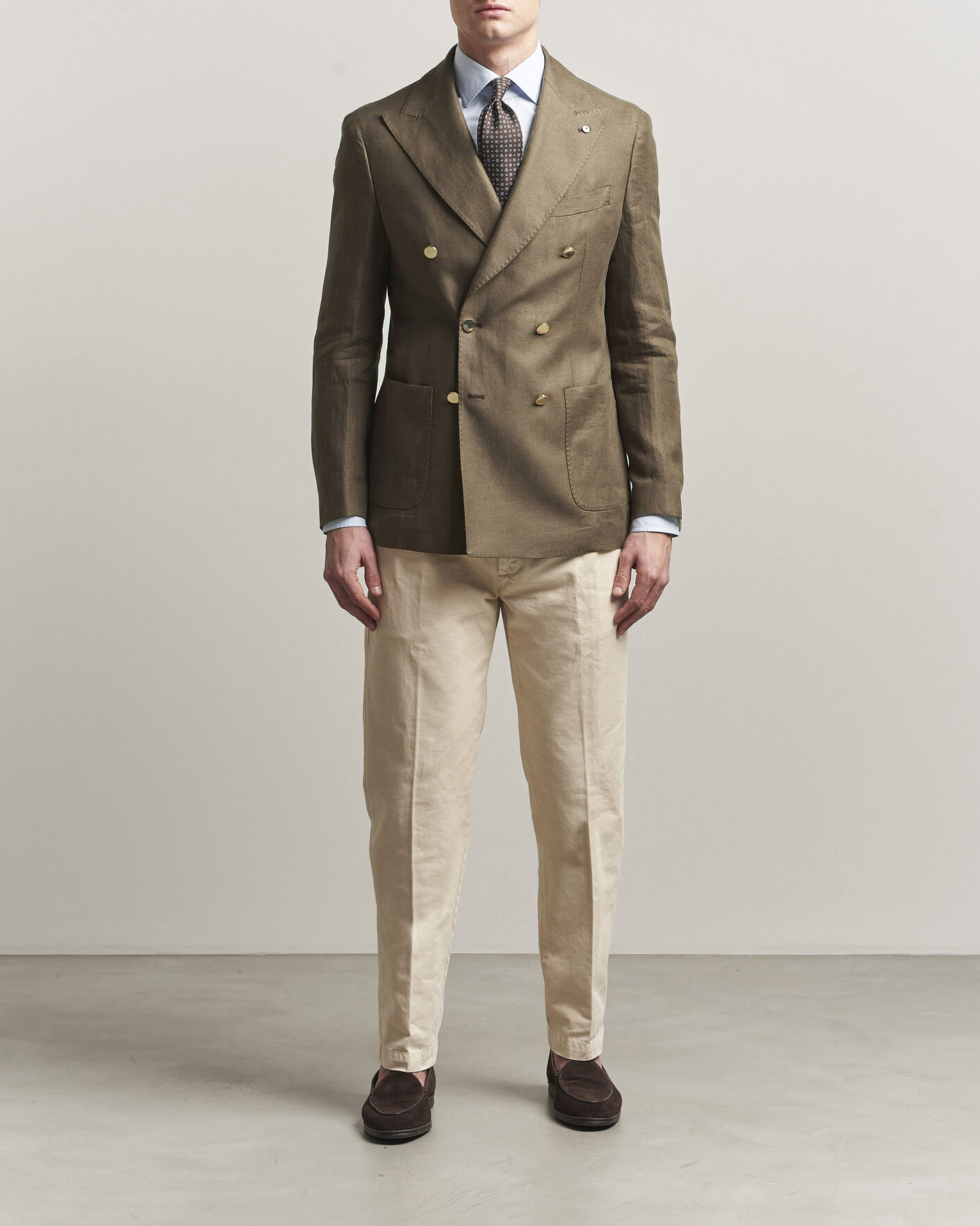 Heren | Blazers | L.B.M. 1911 | Tom Regular DB Linen Blazer Olive