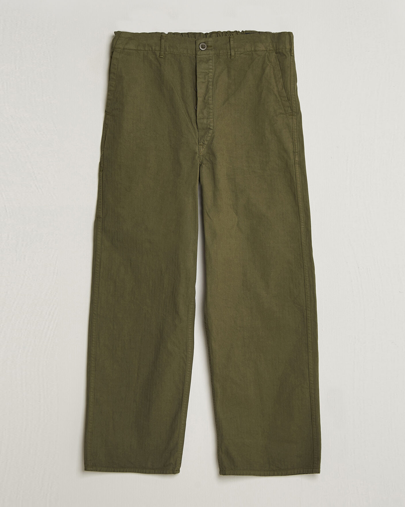 Heren | Broeken | orSlow | Wide Fit French Work Pants Army Green