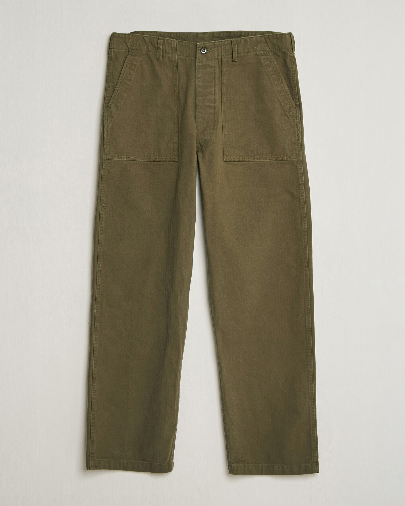 Heren | Broeken | orSlow | Vintage Fit Herringbone Fatigue Pants Army Green