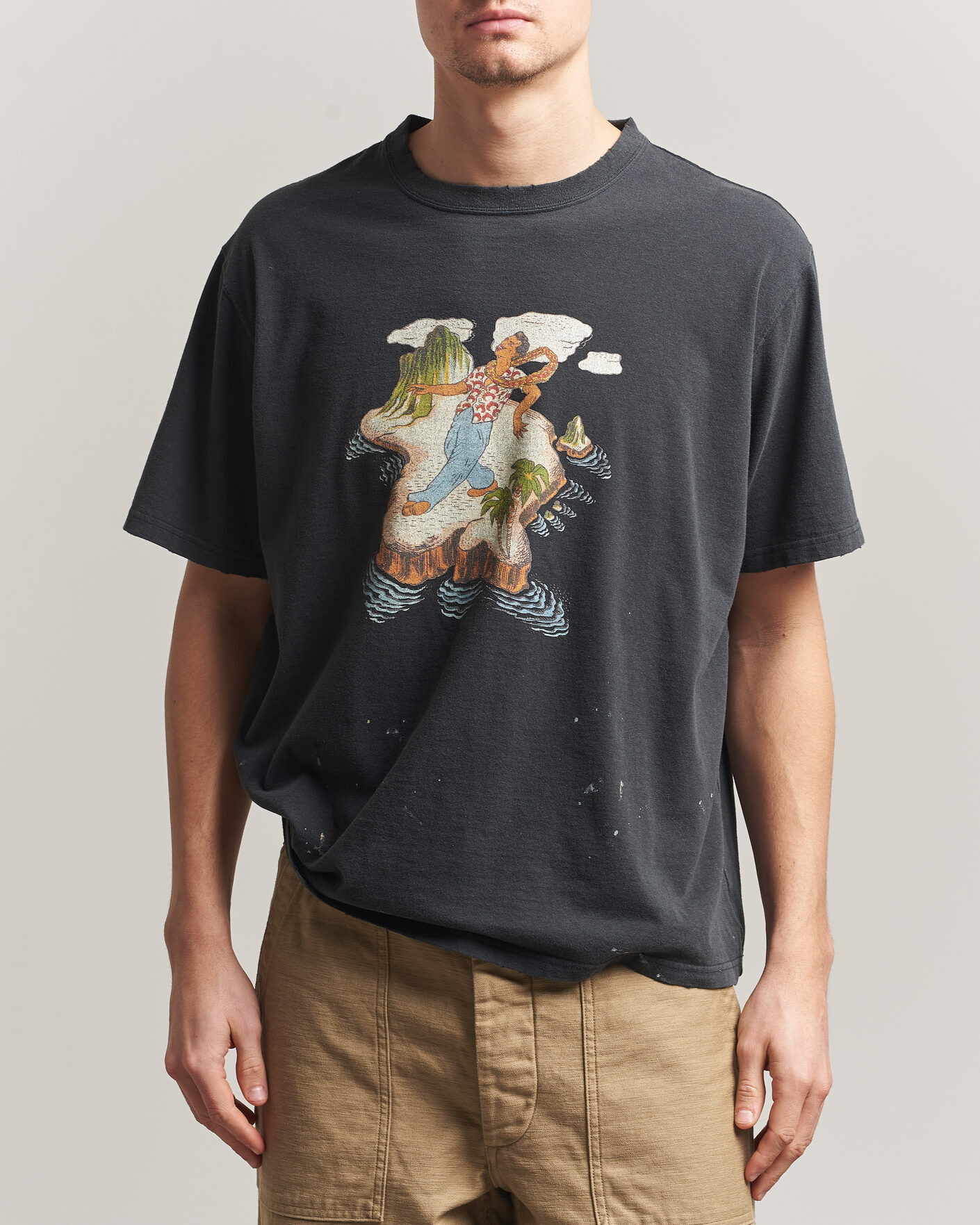 Homme | T-shirts | orSlow | Vintage Hawaiian Print T-Shirt Black