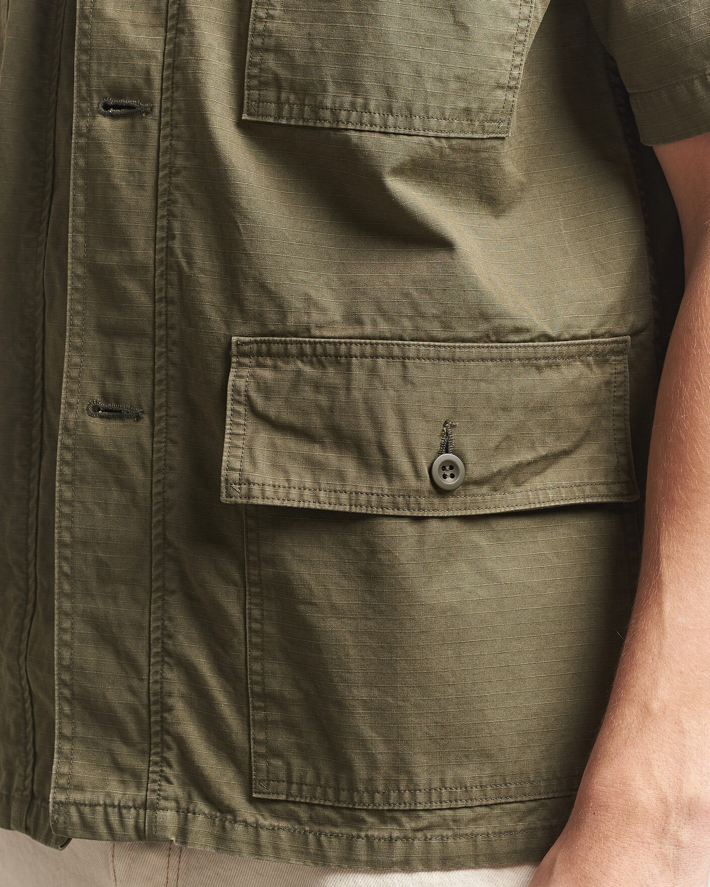 Homme | Chemises | orSlow | Short Sleeve Utility Shirt Army Green