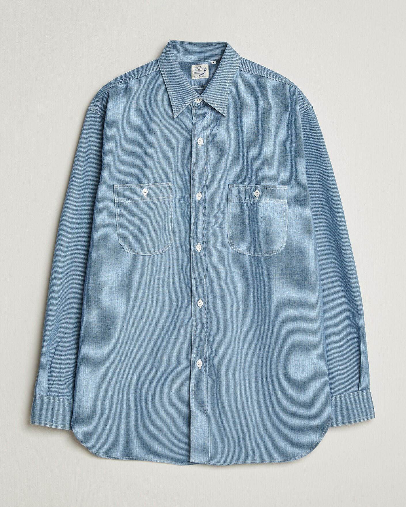 Heren | Overhemden | orSlow | Relax Fit Chambray Work Shirt Hickory Stirpe