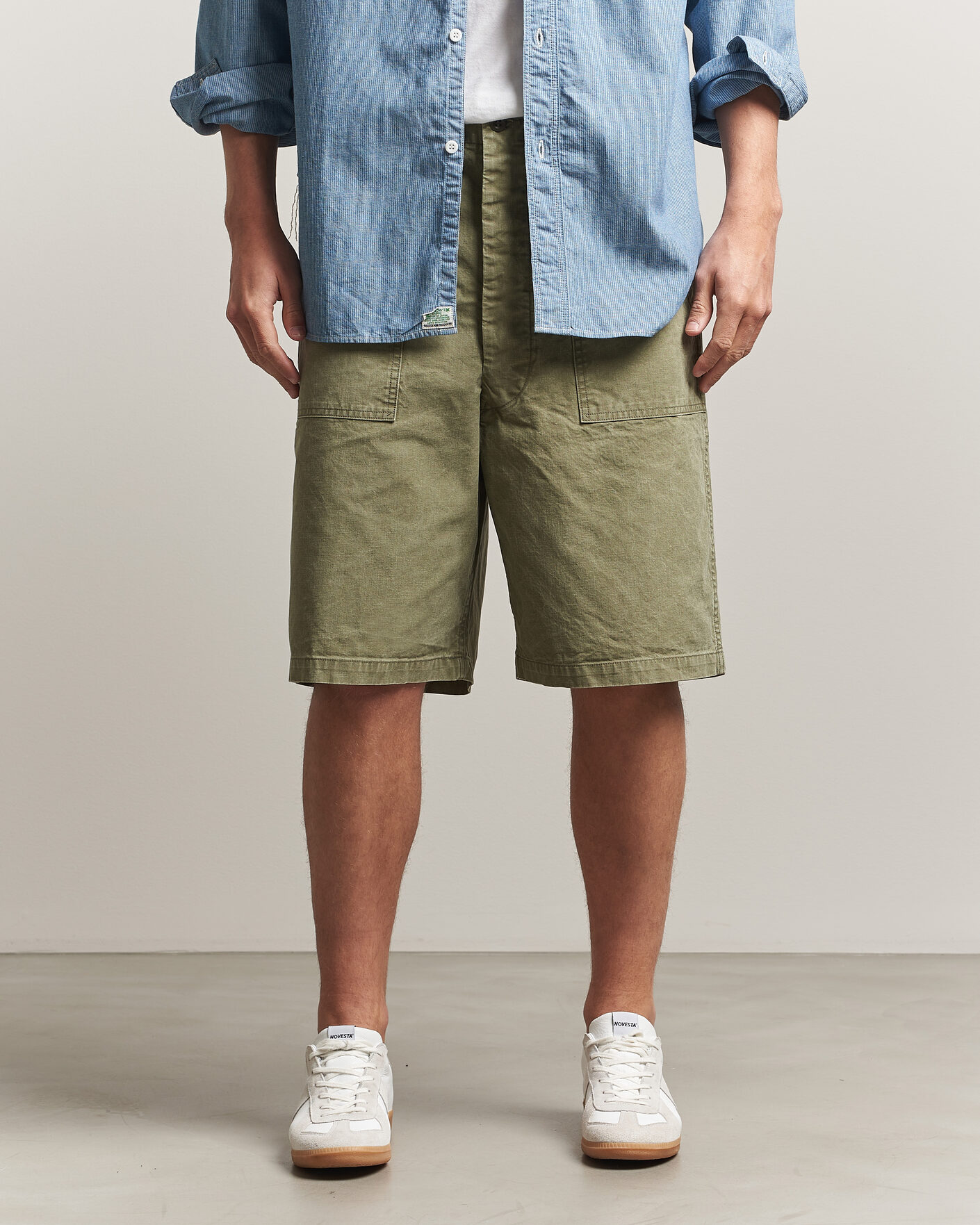 Heren | Korte broek | orSlow | Summer Fatigue Shorts Washed Army Green