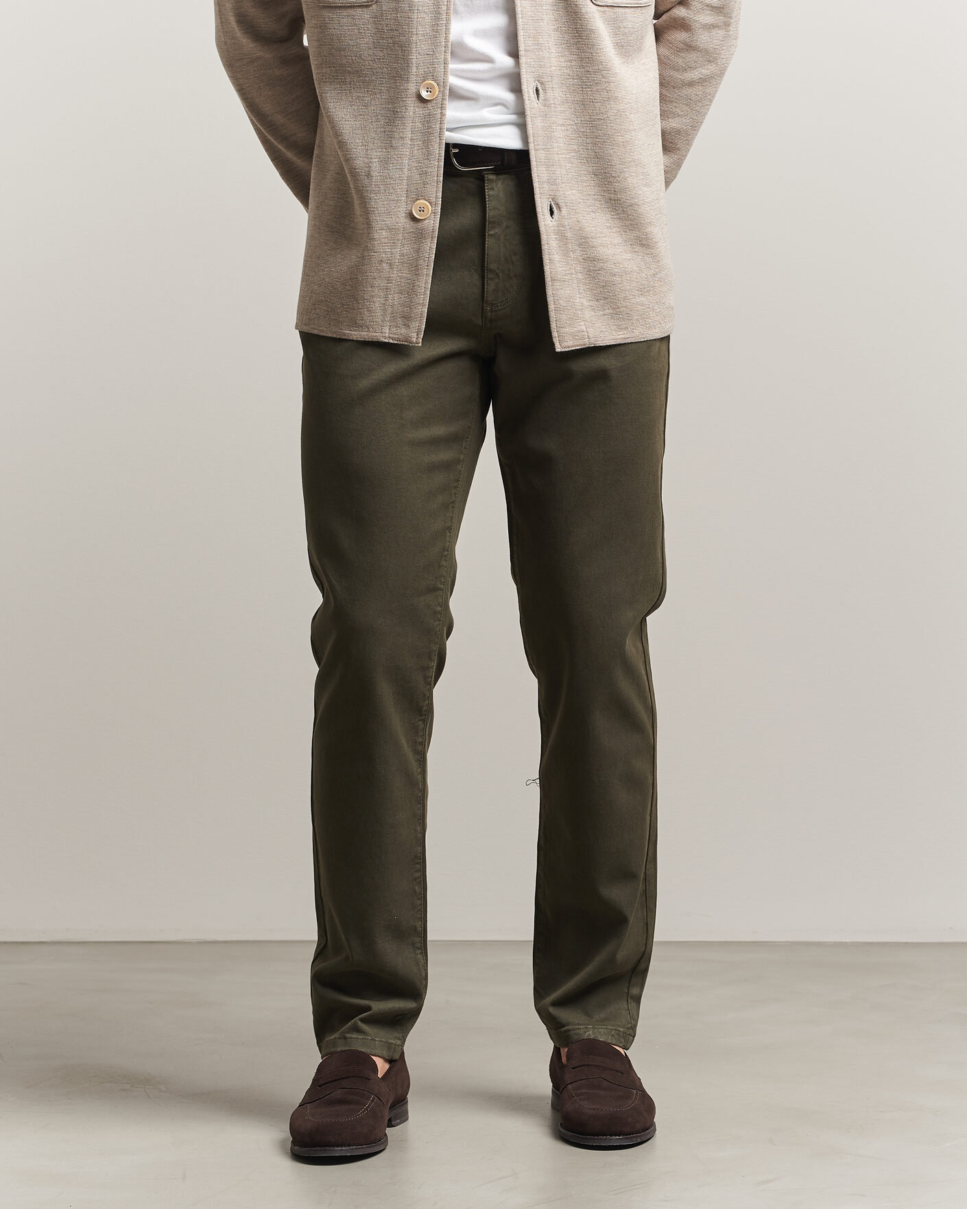 Heren | Broeken | Oscar Jacobson | Slim Fit 5-Pocket Chino Olive