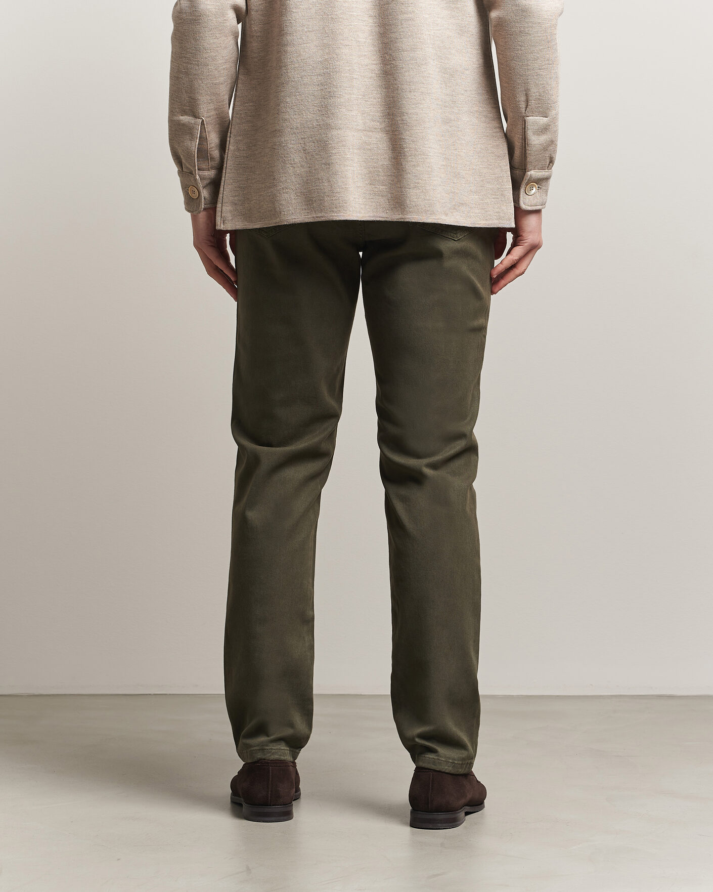 Heren | Broeken | Oscar Jacobson | Slim Fit 5-Pocket Chino Olive
