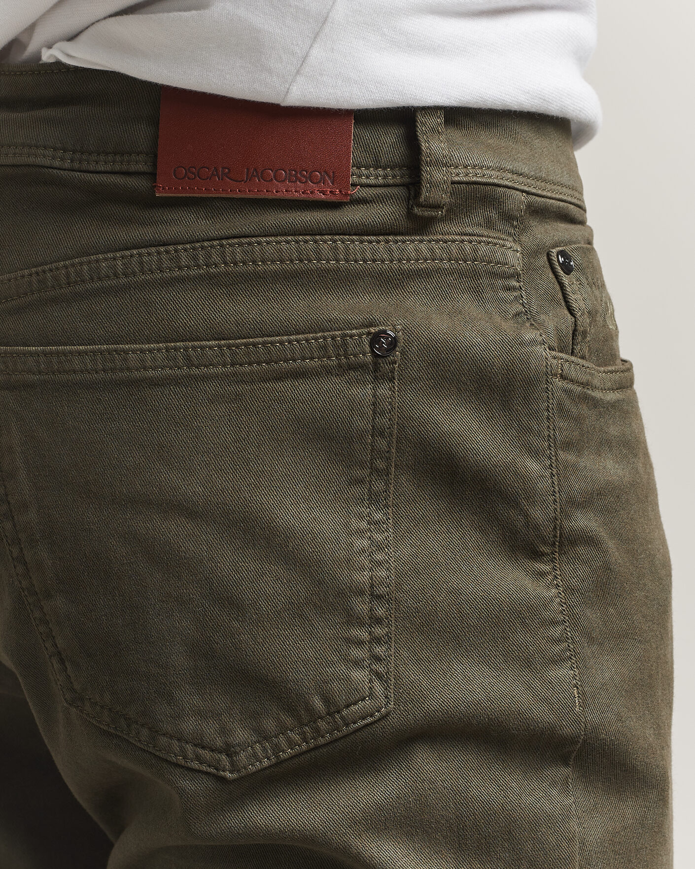 Heren | Broeken | Oscar Jacobson | Slim Fit 5-Pocket Chino Olive
