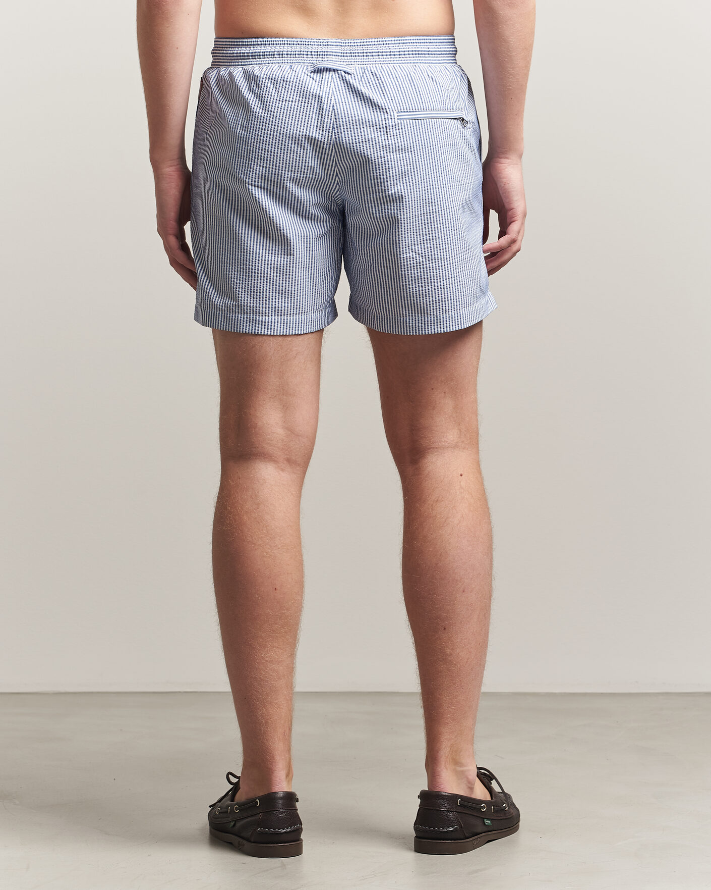 Heren | Zwembroek | Orlebar Brown | Boxer Seersucker Drawstring Swim Shorts Nova Blue