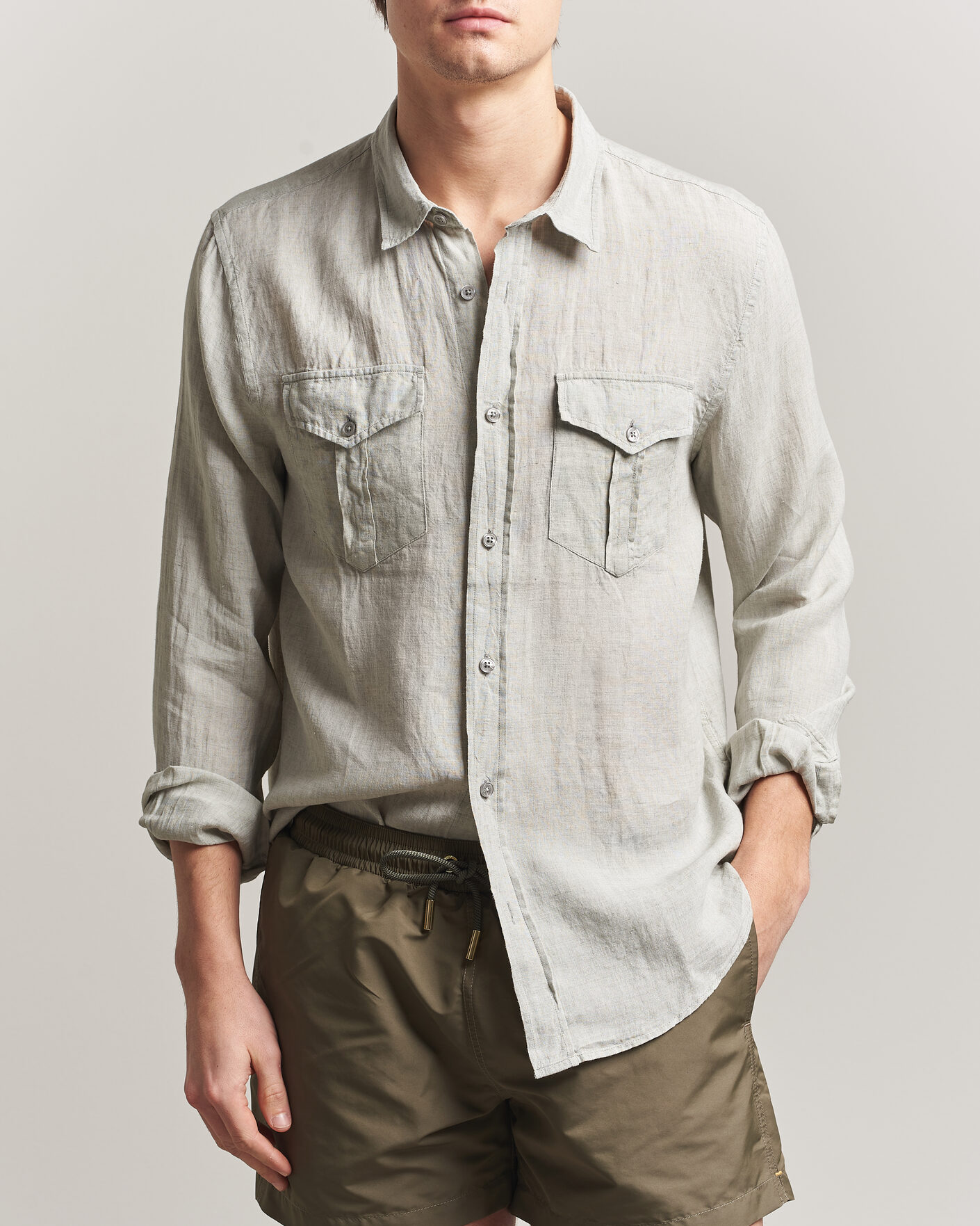 Homme | Chemises | Orlebar Brown | Coleburn Linen Shirt Cliff Grey