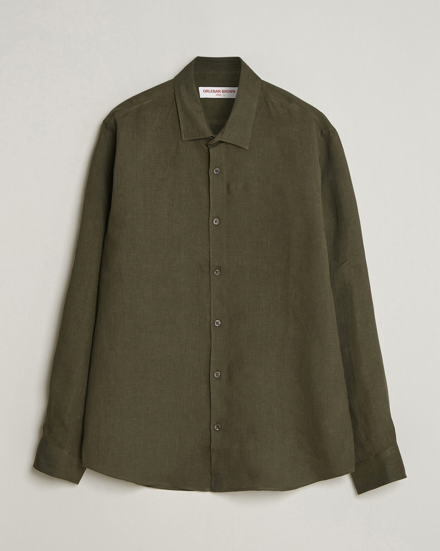 Homme | Chemises | Orlebar Brown | Giles Linen Stiched Shirt Bayleaf Green