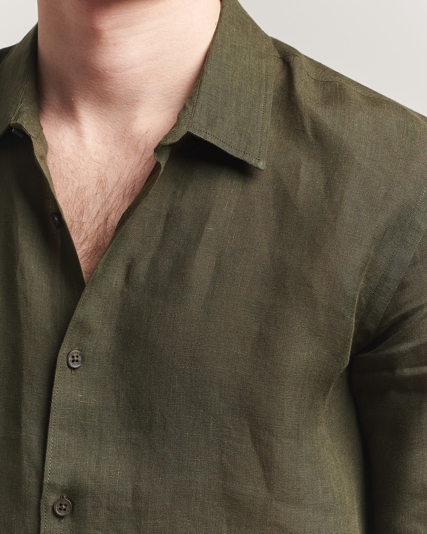 Homme | Chemises | Orlebar Brown | Giles Linen Stiched Shirt Bayleaf Green