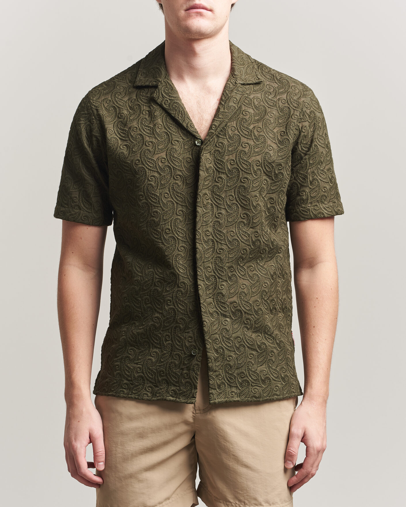Homme | Chemises | Orlebar Brown | Maitan Brodery Shirt Bayleaf Green