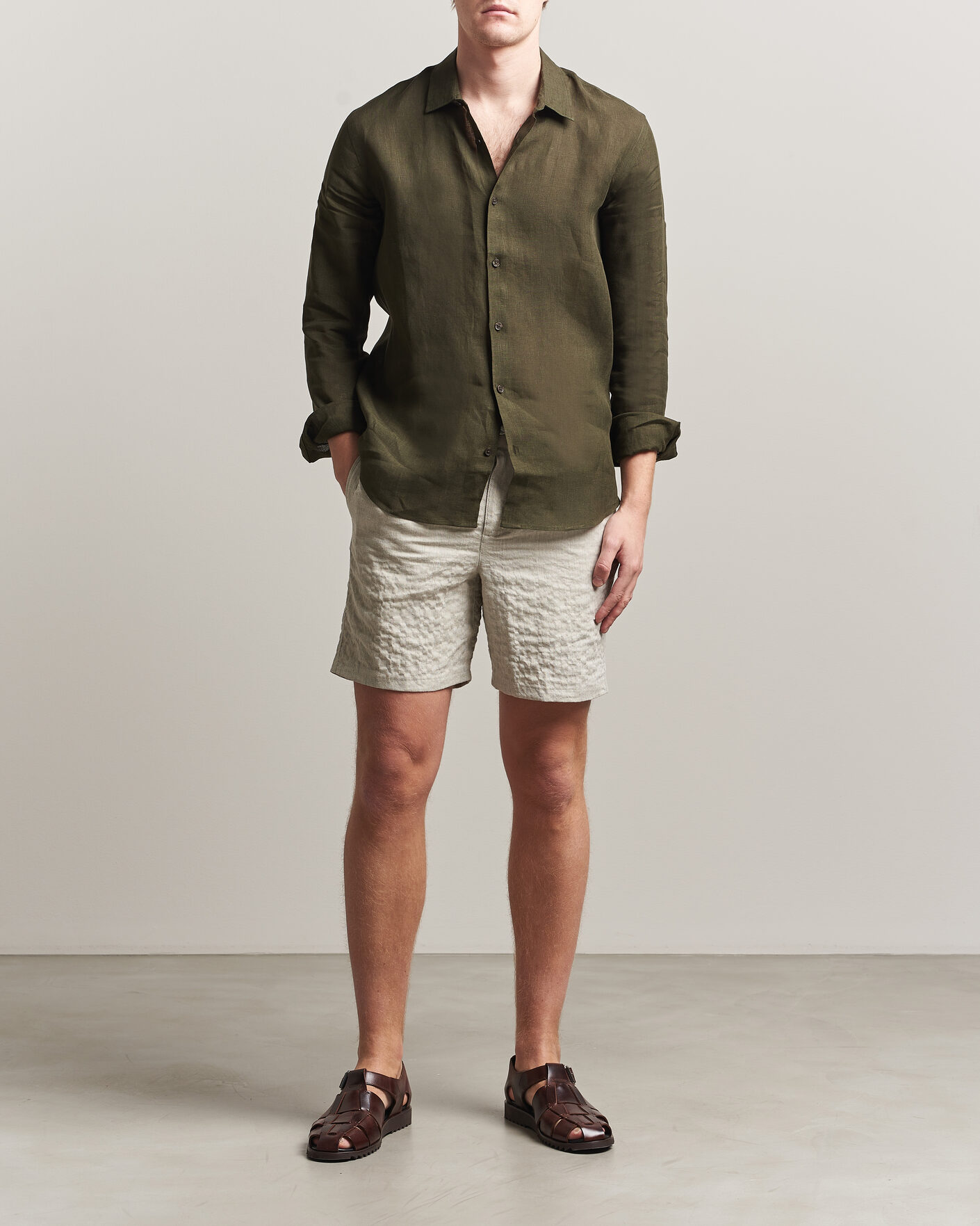 Heren | Korte broek | Orlebar Brown | Alex Sereno Herringbone Shorts Light Dijon
