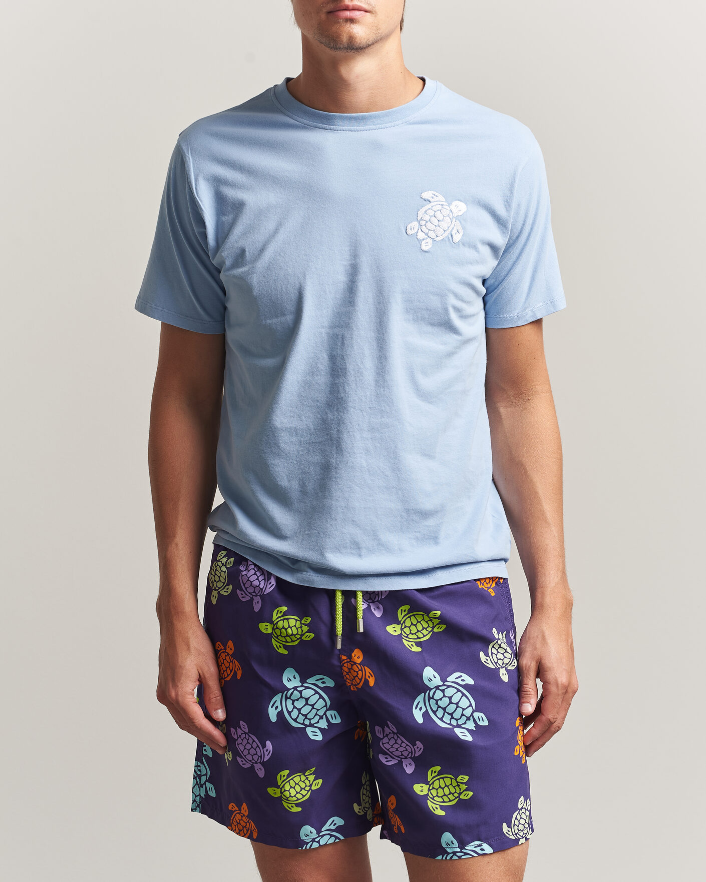 Heren | T-shirts | Vilebrequin | Printed Crew Neck T-Shirt Cloudy Blue