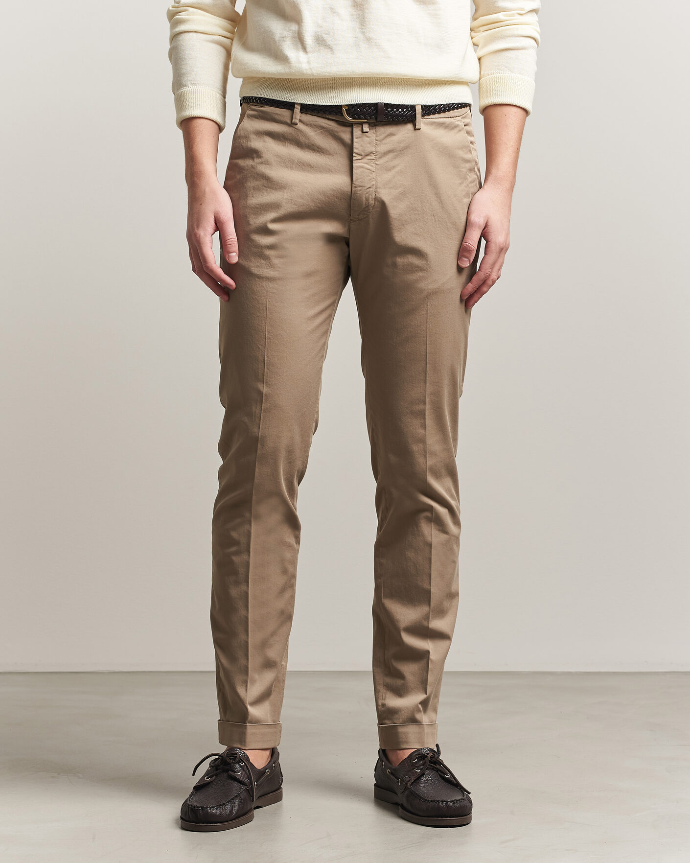 Heren | Broeken | Briglia 1949 | Slim Fit Cotton Chinos Taupe