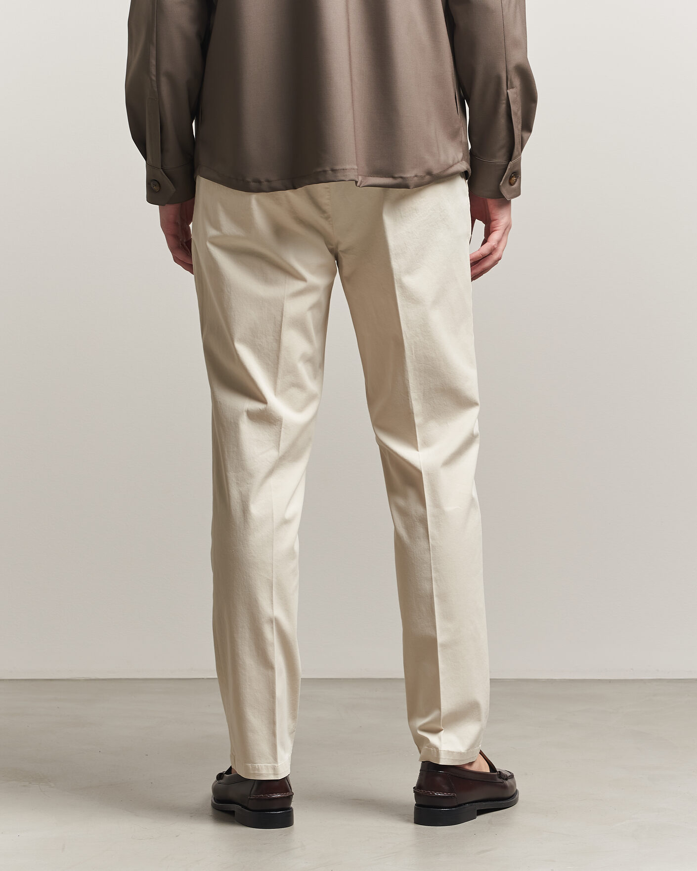 Homme | Pantalons | Briglia 1949 | Easy Fit Pleated Cotton Stretch Chino Cream