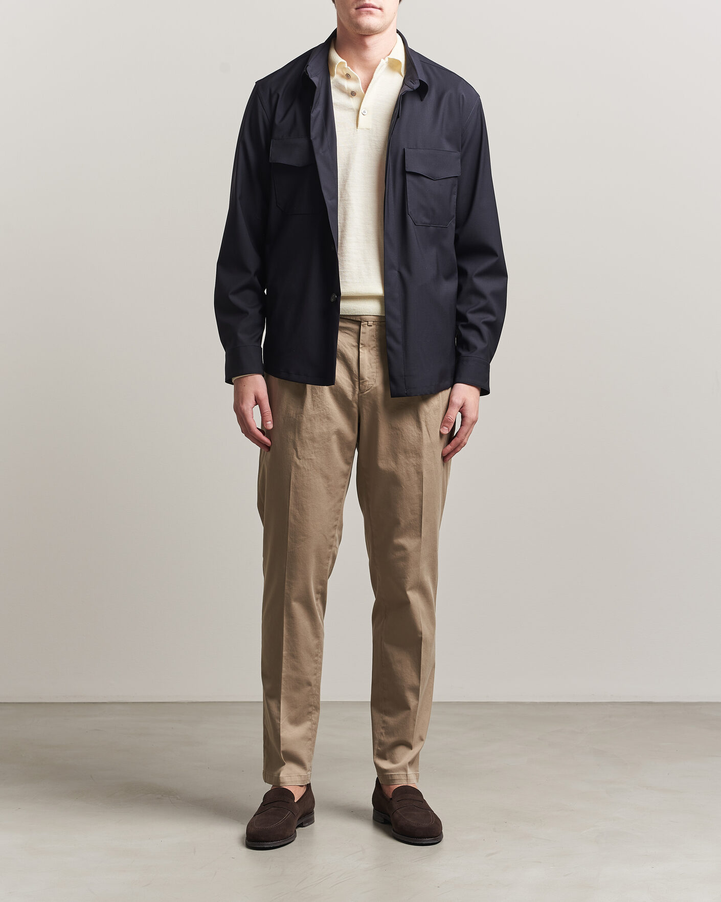 Heren | Broeken | Briglia 1949 | Easy Fit Pleated Cotton Stretch Chino Taupe