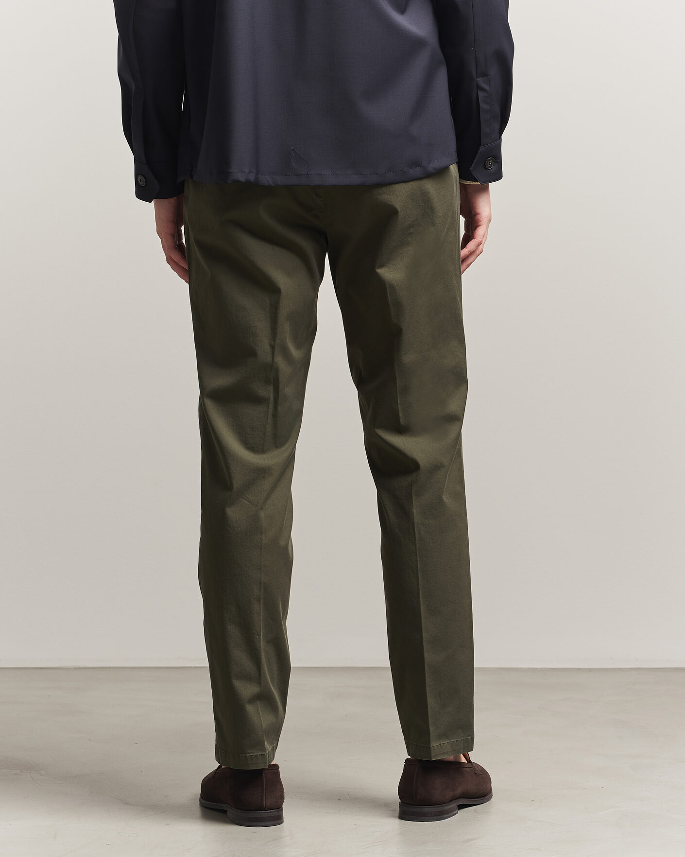 Homme | Pantalons | Briglia 1949 | Easy Fit Pleated Cotton Stretch Chino Olive