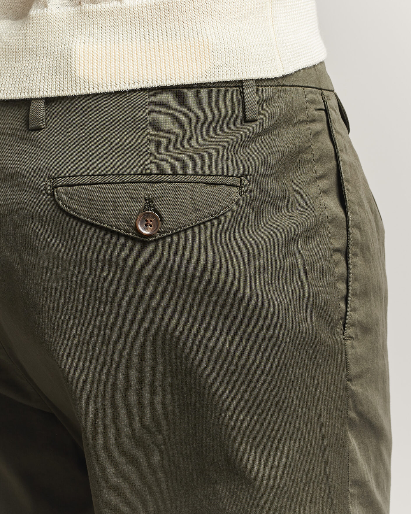 Homme | Pantalons | Briglia 1949 | Easy Fit Pleated Cotton Stretch Chino Olive