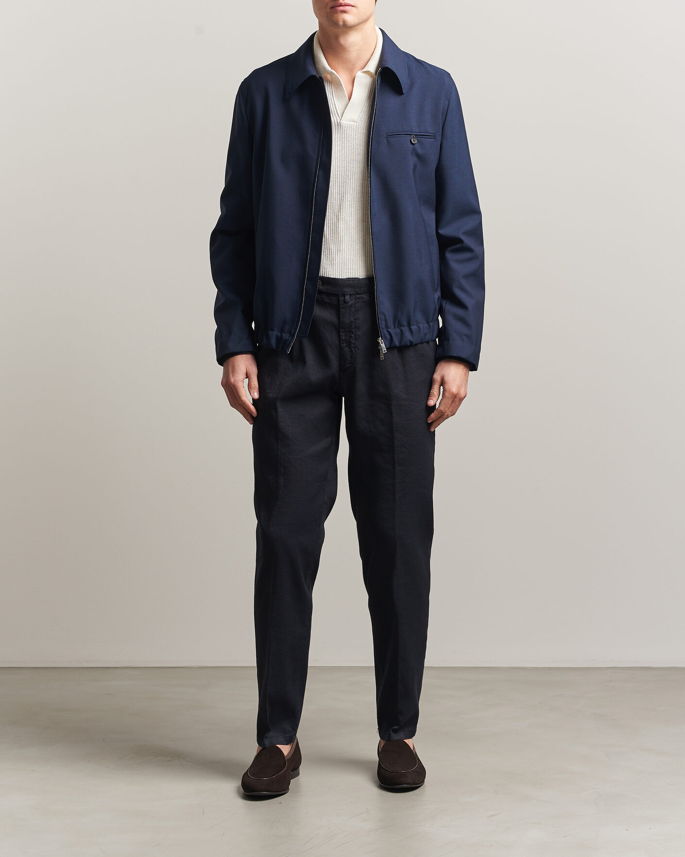 Heren | Broeken | Briglia 1949 | Pleated Linen Trousers Navy