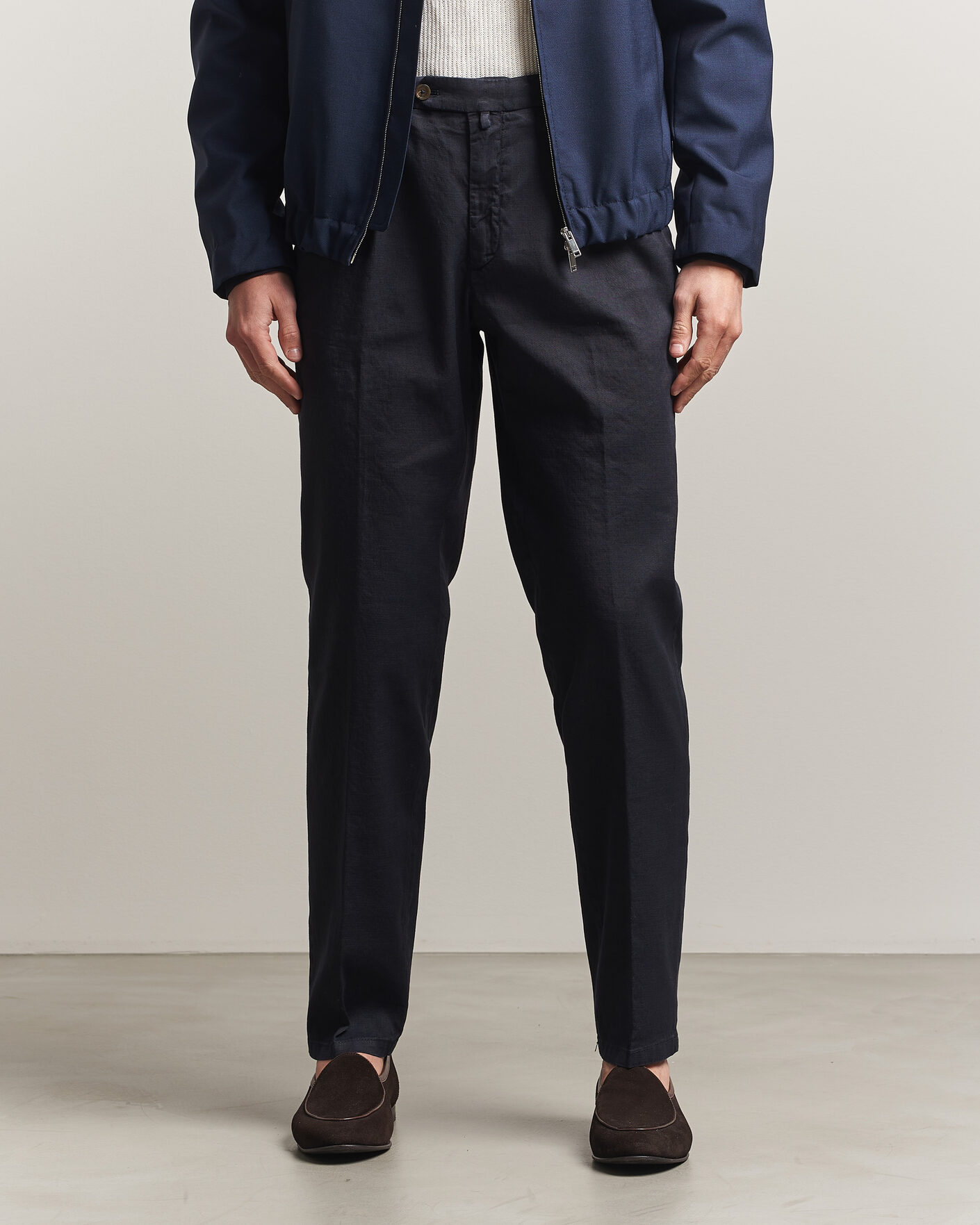 Heren | Broeken | Briglia 1949 | Pleated Linen Trousers Navy