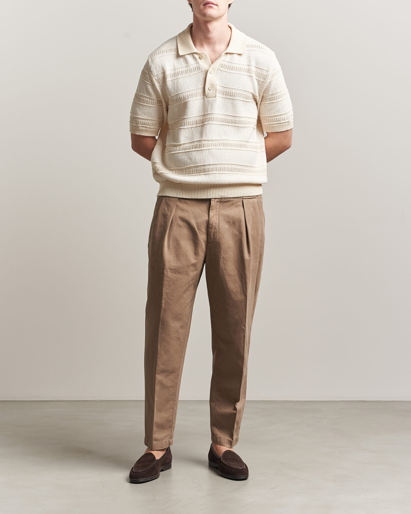 Heren | Broeken | Briglia 1949 | Portobello Loose Fit Cotton/Linen Trousers Beige