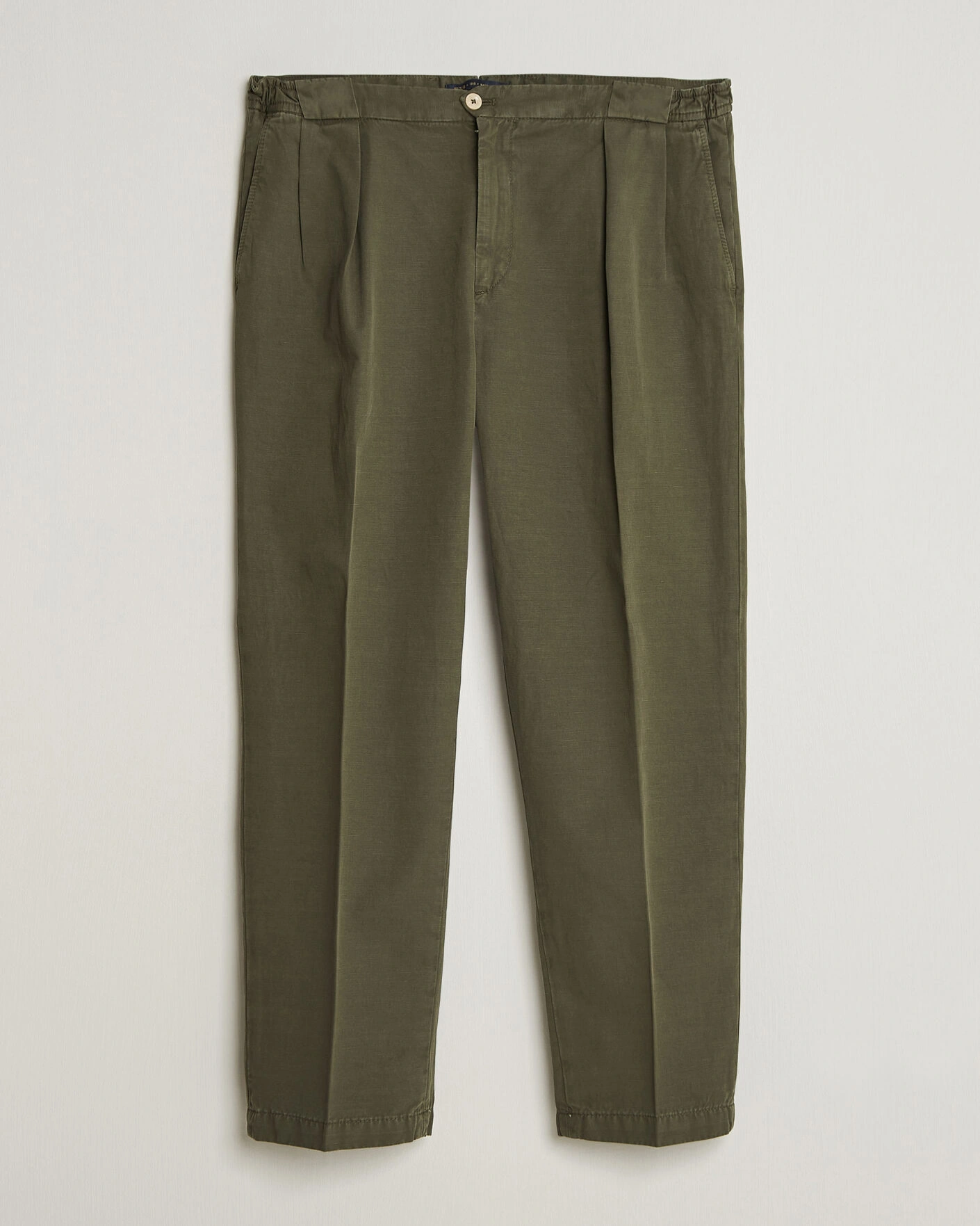 Heren | Broeken | Briglia 1949 | Portobello Loose Fit Cotton/Linen Trousers Olive