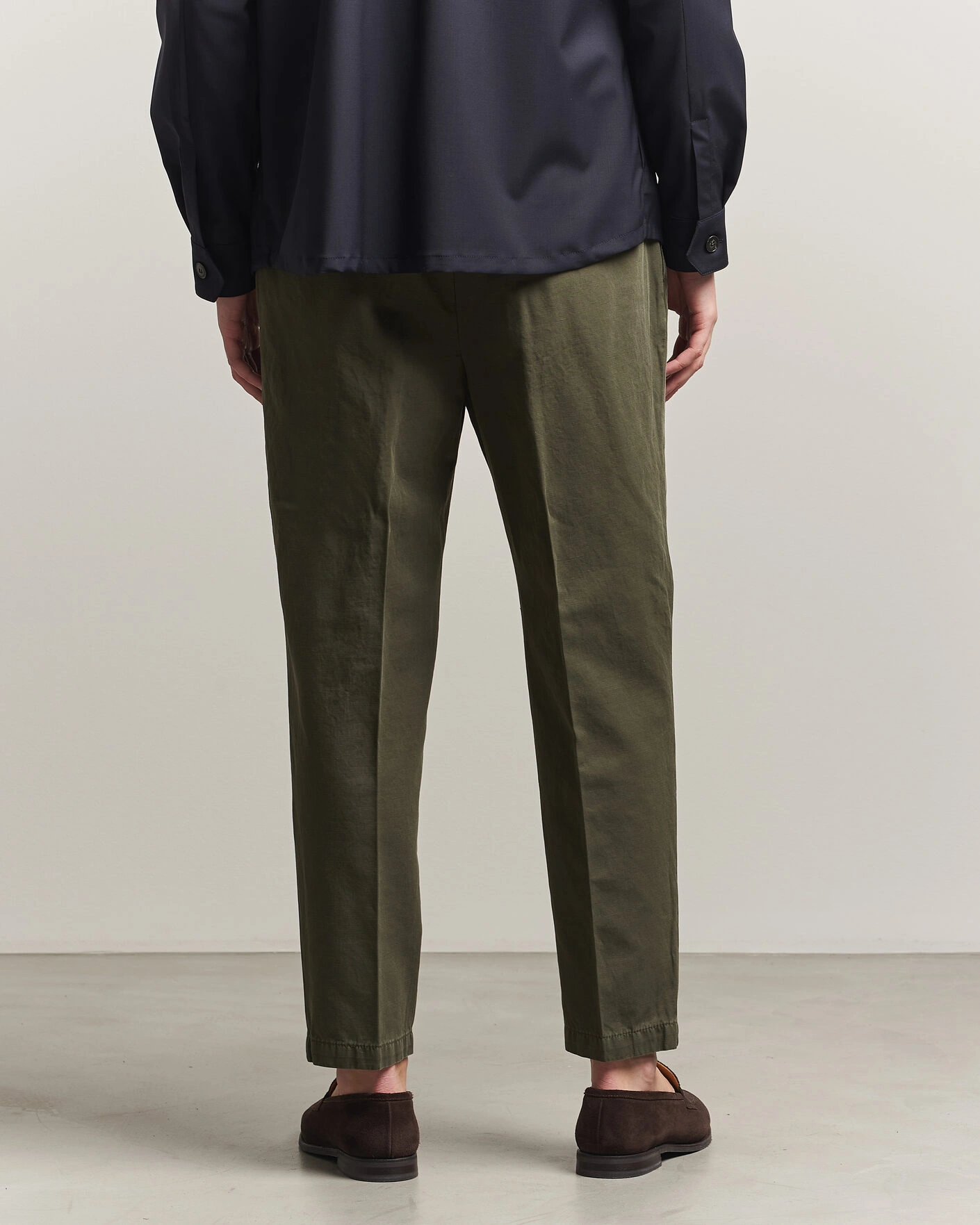 Heren | Broeken | Briglia 1949 | Portobello Loose Fit Cotton/Linen Trousers Olive