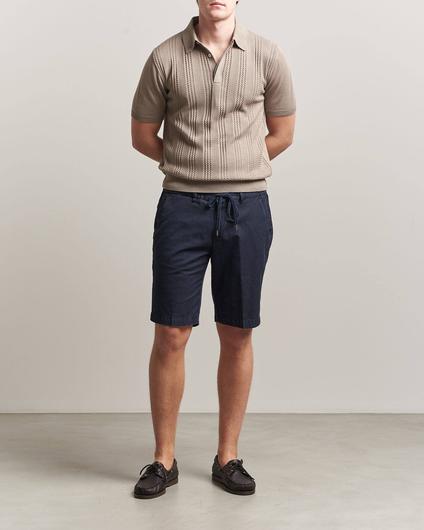 Heren | Korte broek | Briglia 1949 | Cotton/Linen Drawstring Shorts Navy