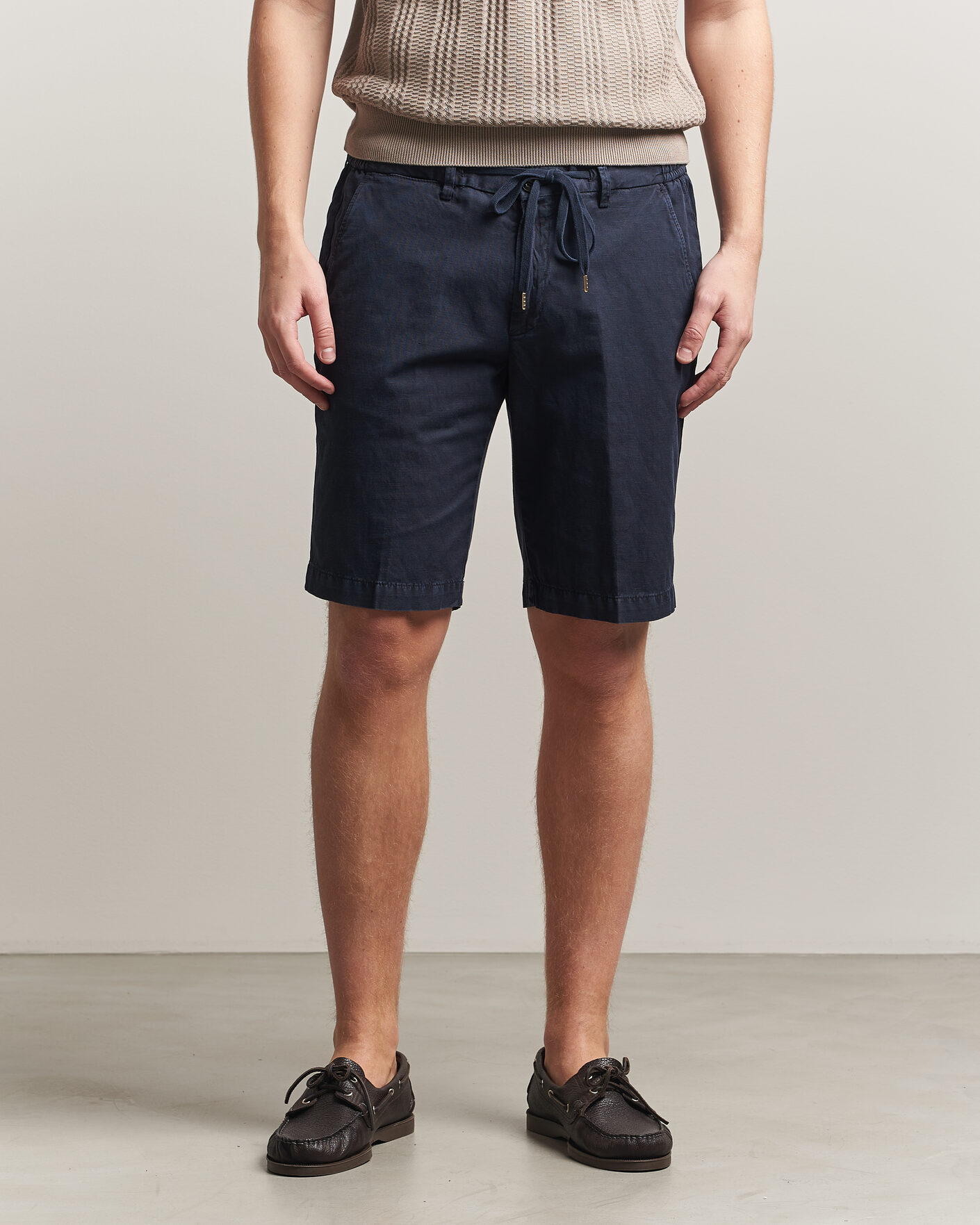 Heren | Korte broek | Briglia 1949 | Cotton/Linen Drawstring Shorts Navy