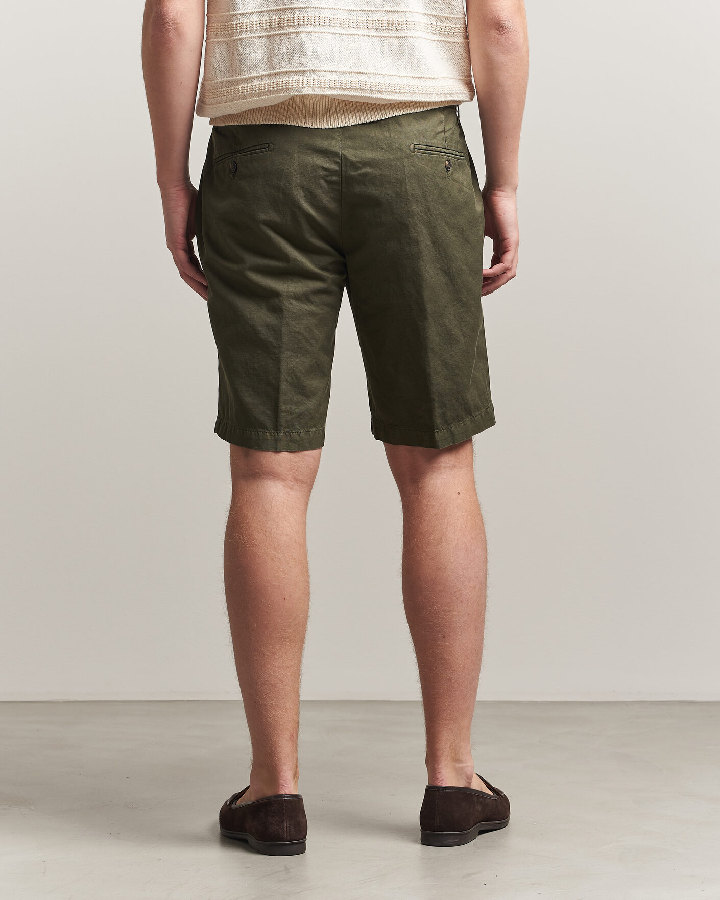 Heren | Korte broek | Briglia 1949 | Cotton/Linen Drawstring Shorts Olive
