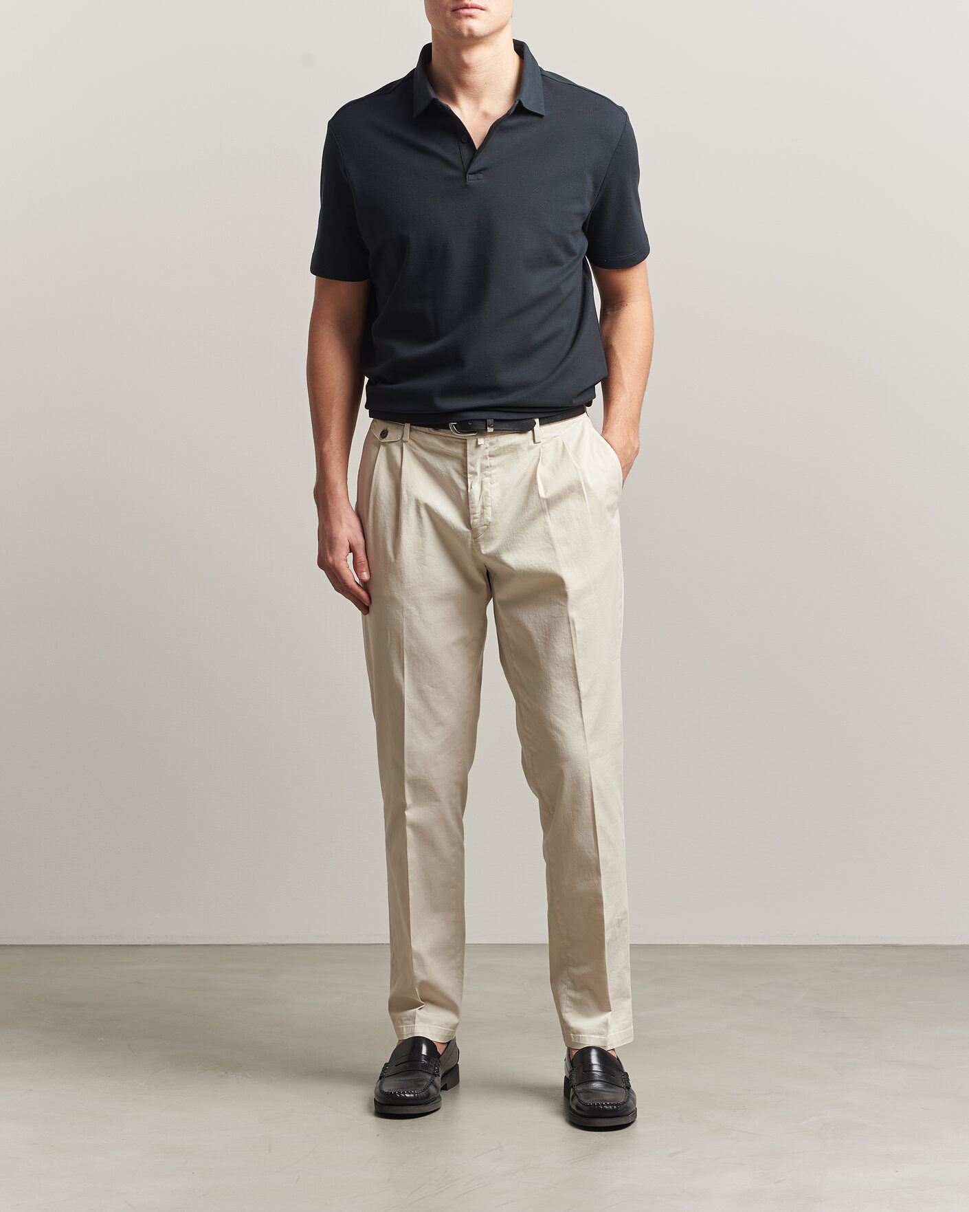 Heren | Polo's | Charles Tyrwhitt | Smart Stretch Pique Polo Black