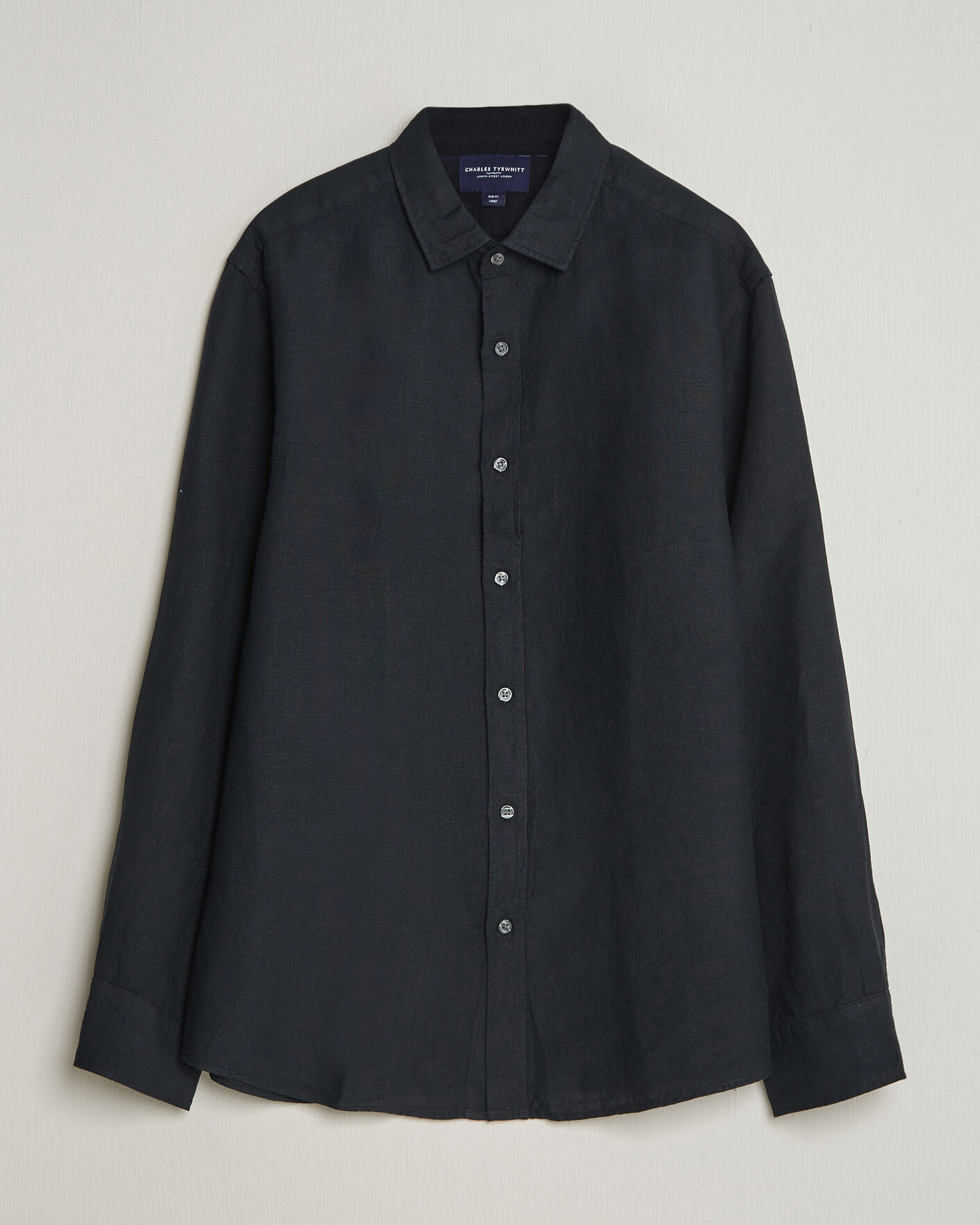 Homme | Chemises | Charles Tyrwhitt | Pure Linen Slim Fit Shirt Black