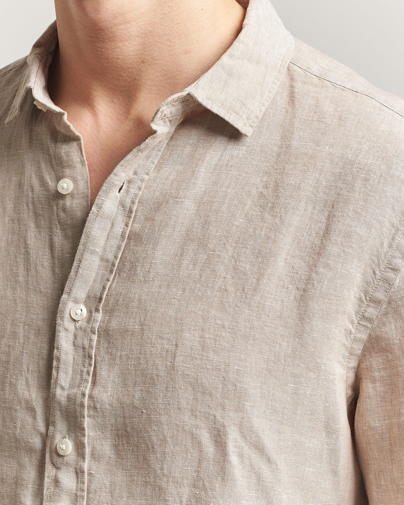 Heren | Overhemden | Charles Tyrwhitt | Pure Linen Slim Fit Shirt Oatmeal