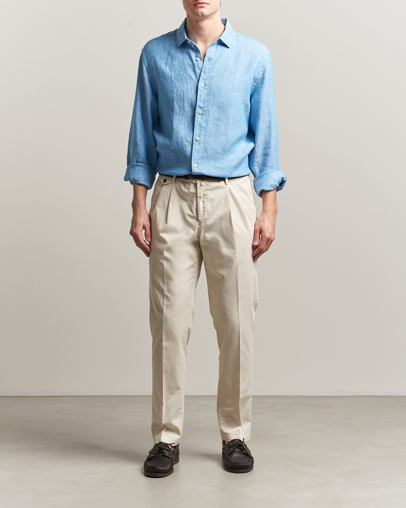 Homme | Chemises | Charles Tyrwhitt | Pure Linen Slim Fit Shirt Ocean Blue