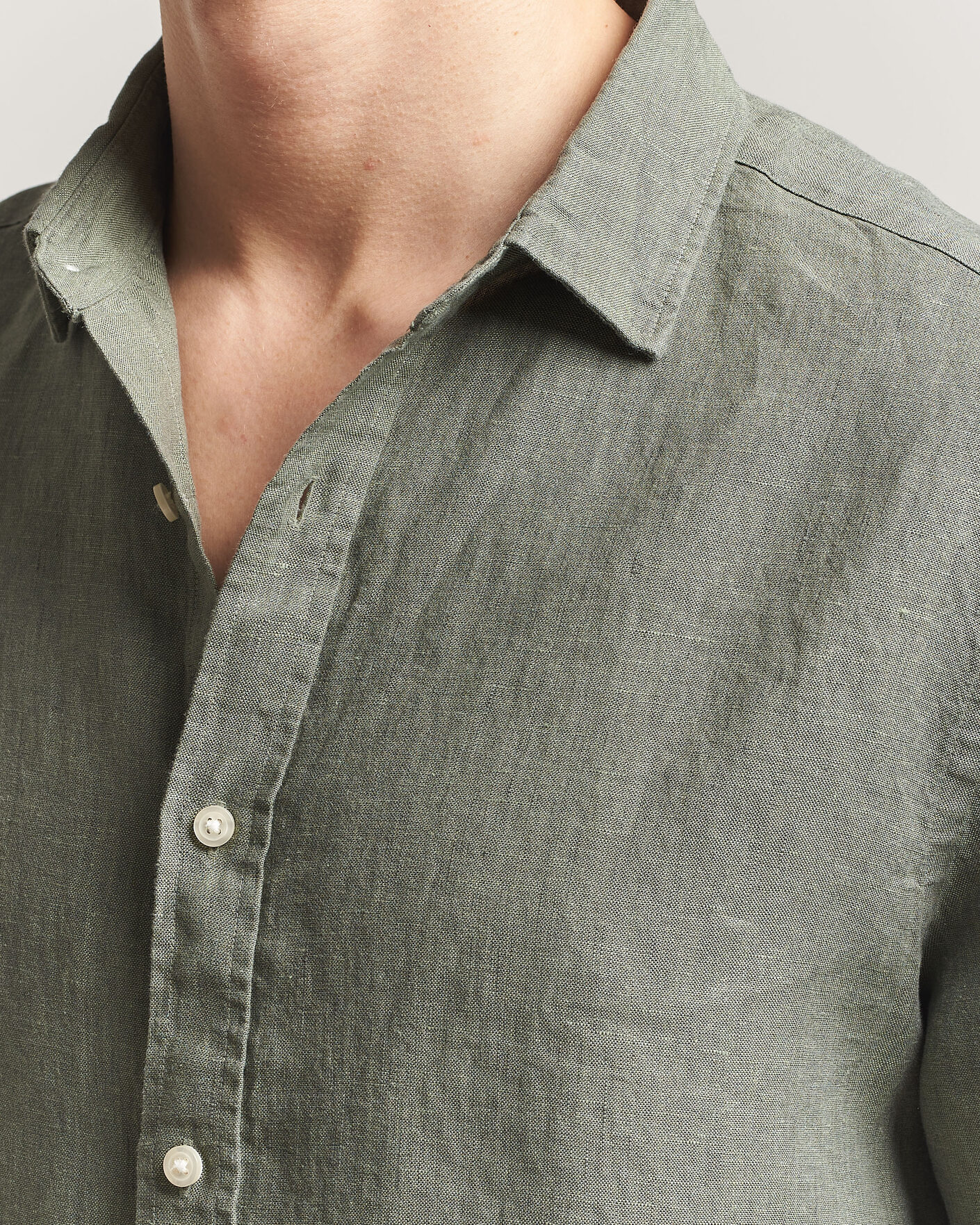 Homme | Chemises | Charles Tyrwhitt | Pure Linen Slim Fit Shirt Olive Green