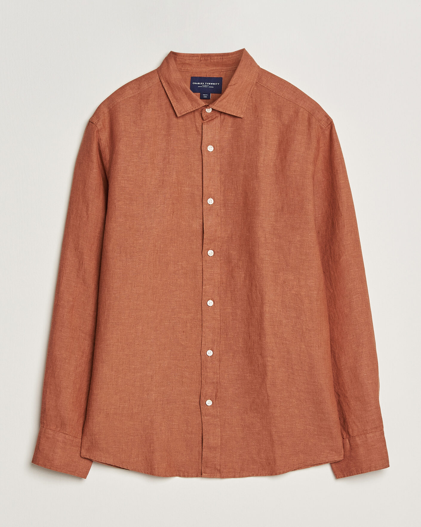 Homme | Chemises | Charles Tyrwhitt | Pure Linen Slim Fit Shirt Burnt Orange