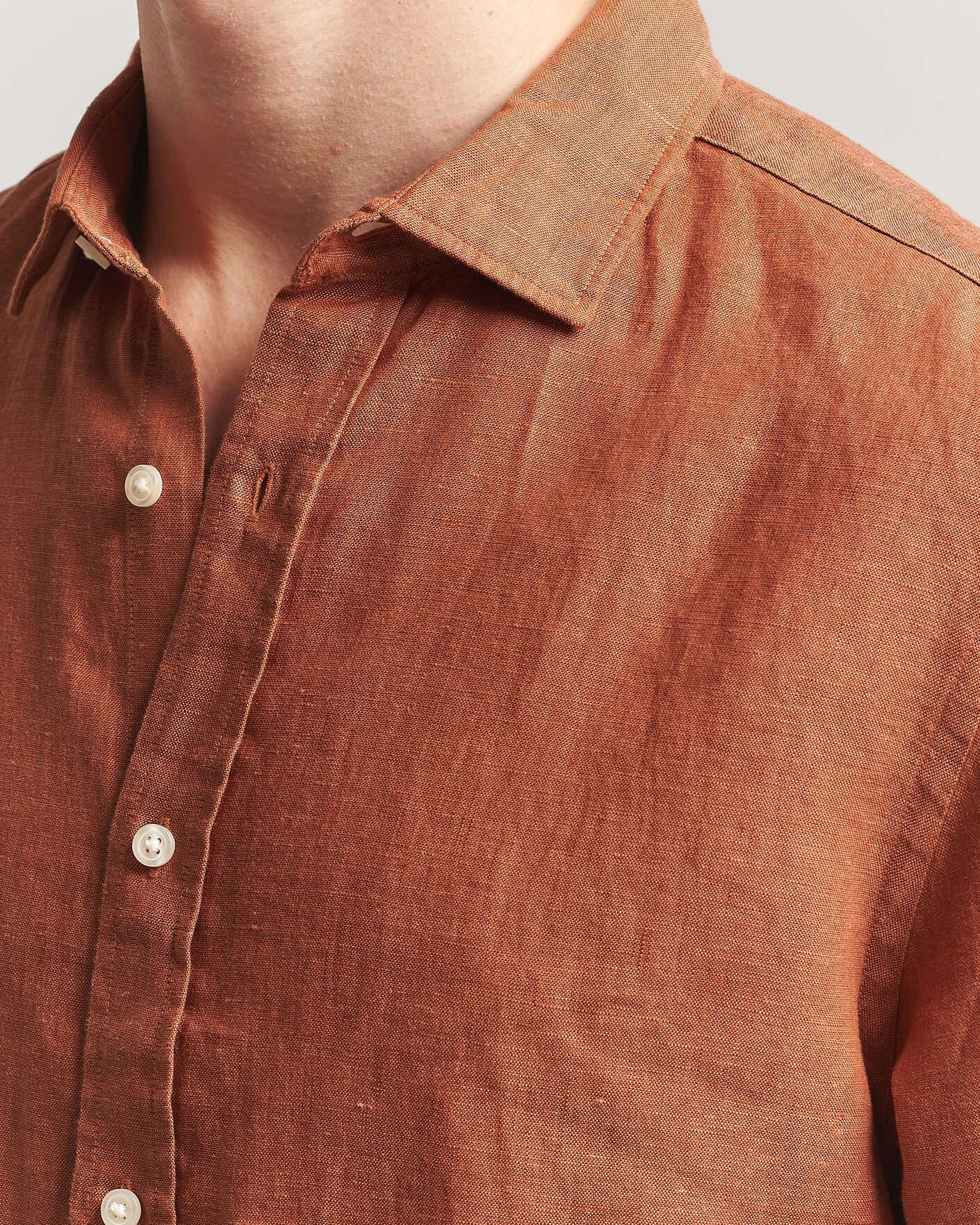 Homme | Chemises | Charles Tyrwhitt | Pure Linen Slim Fit Shirt Burnt Orange