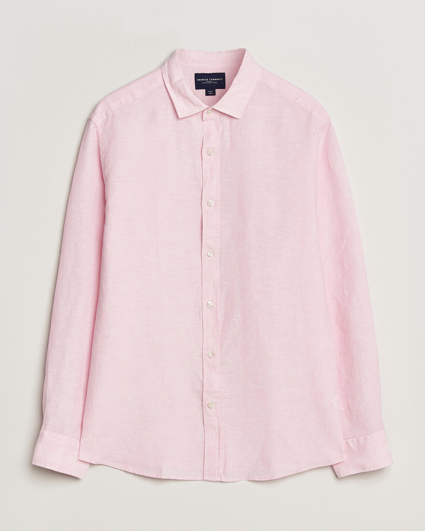 Homme | Chemises | Charles Tyrwhitt | Pure Linen Slim Fit Shirt Pink