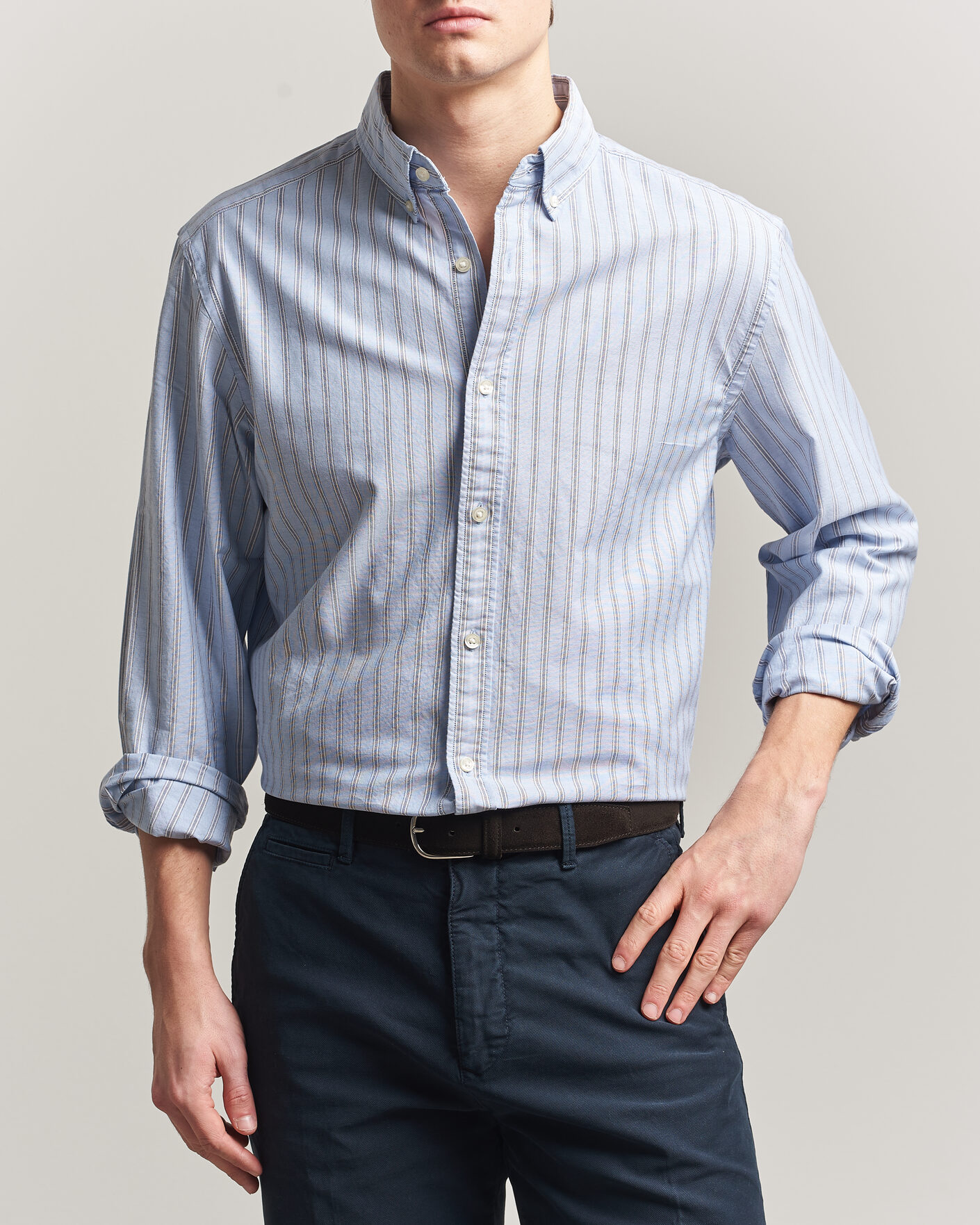 Homme | Chemises | Charles Tyrwhitt | Button Down Stretch Oxford Shirt Blue