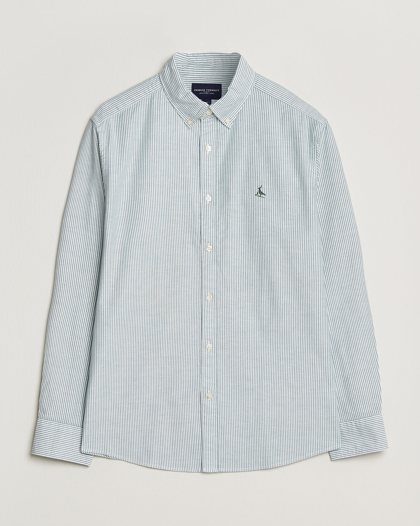 Heren | Overhemden | Charles Tyrwhitt | Button Down Stretch Oxford Shirt Green/White