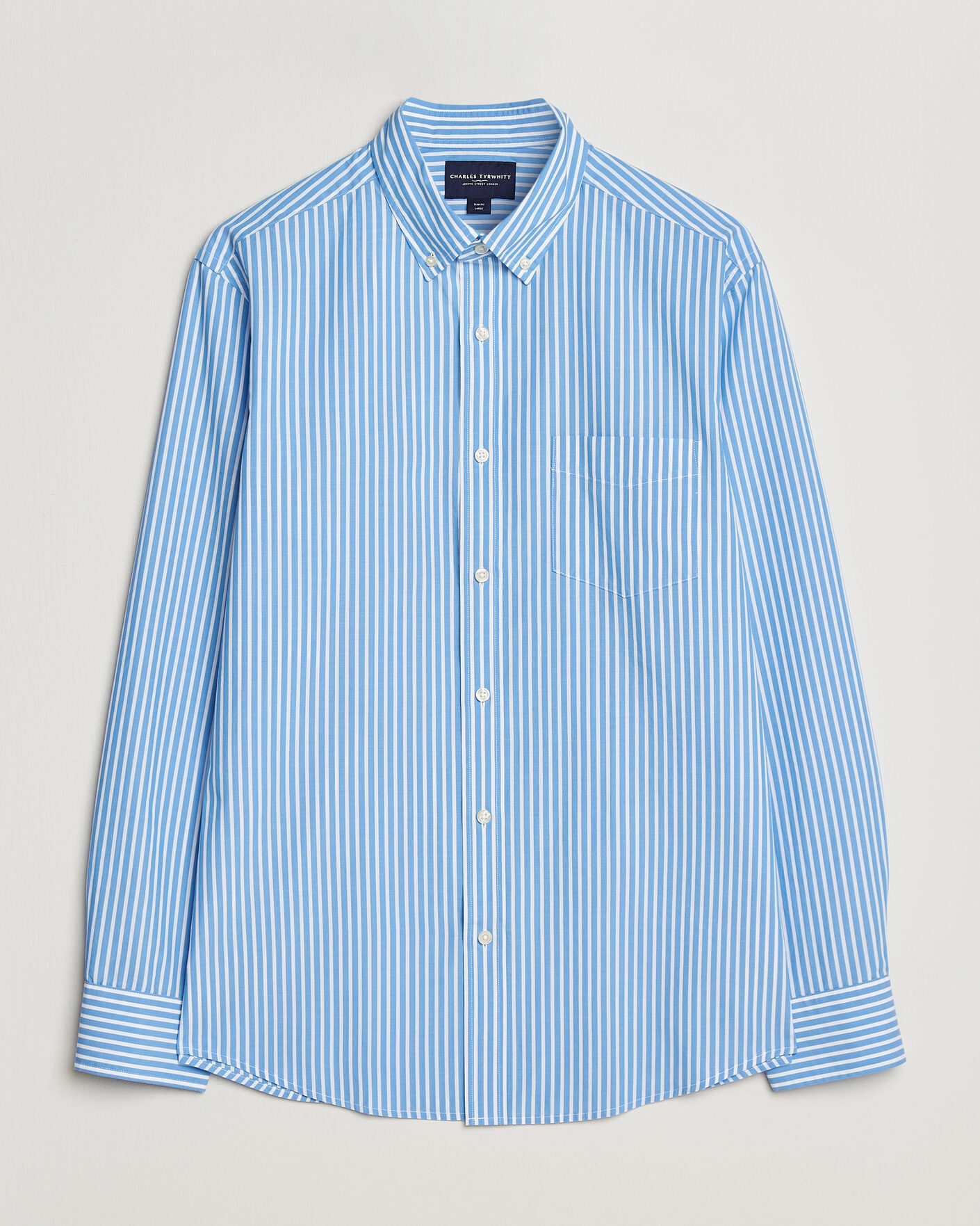 Homme | Chemises | Charles Tyrwhitt | Button Down Stretch Poplin Shirt Ocean Blue