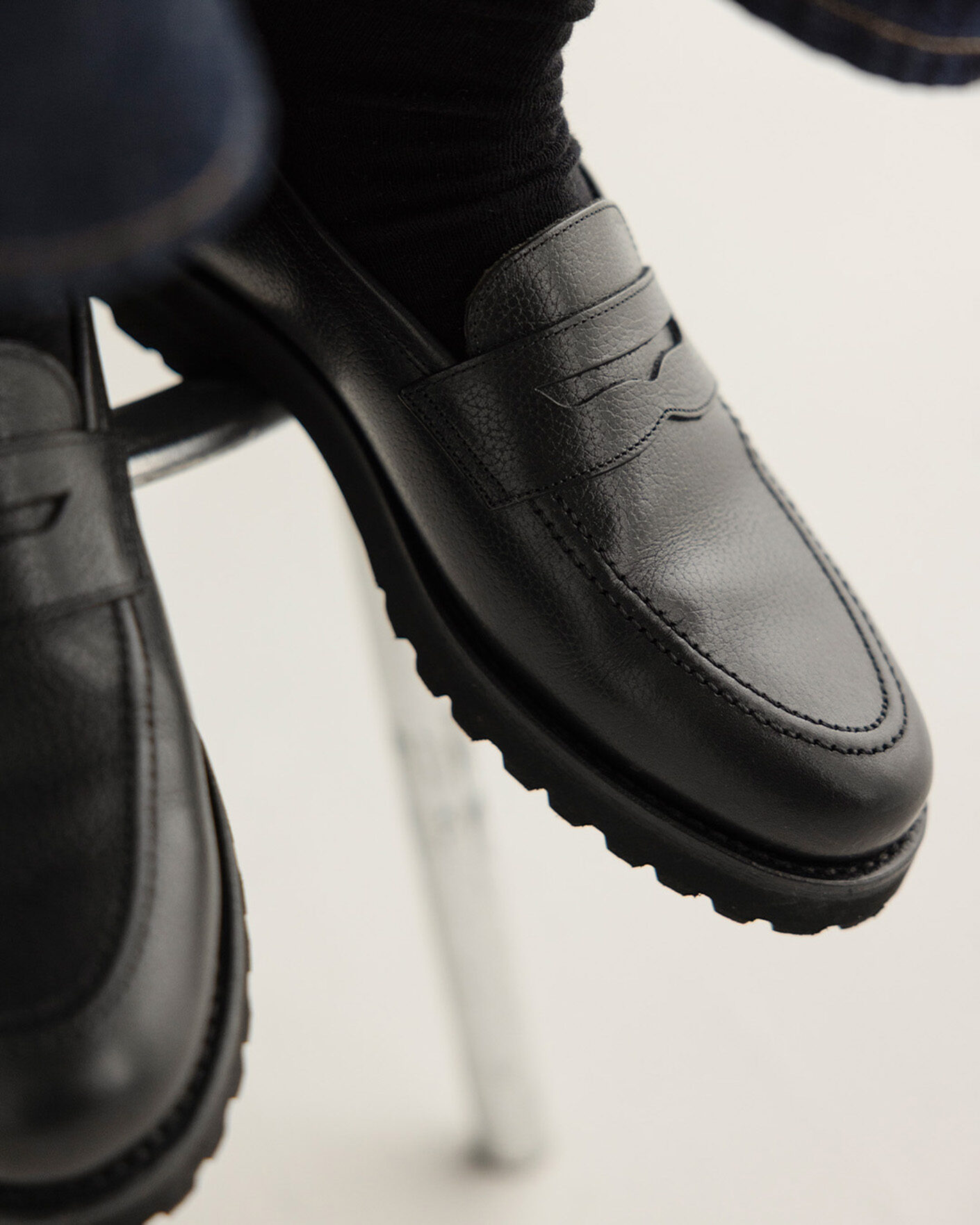 Heren | Instappers | Myrqvist for Care of Carl | Myrqvist Stenhammar II Vibram Loafer Black Grained Calf