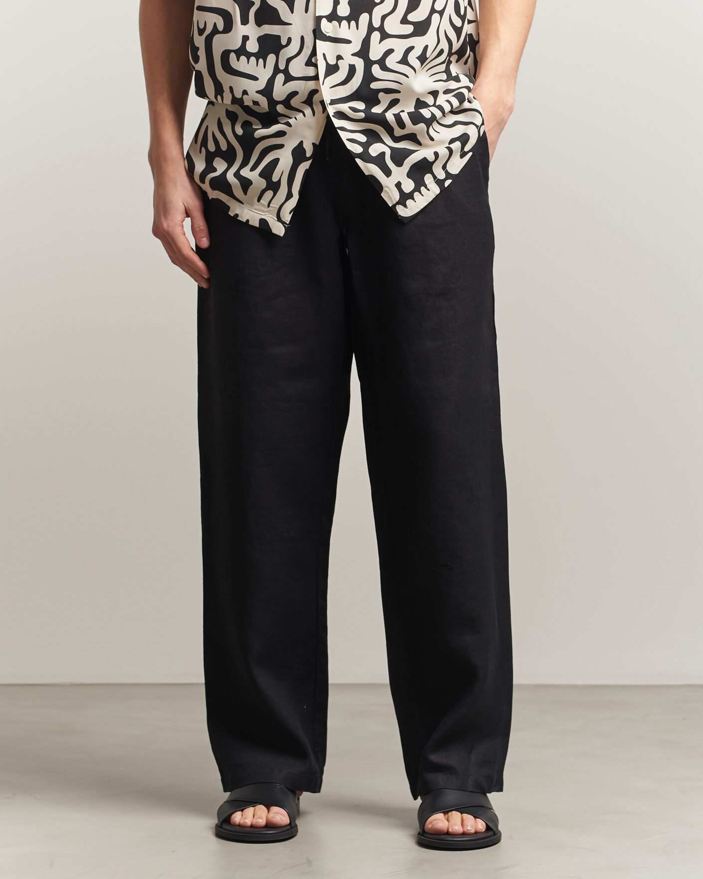 Heren | Broeken | OAS | Nino Linen Pants Black