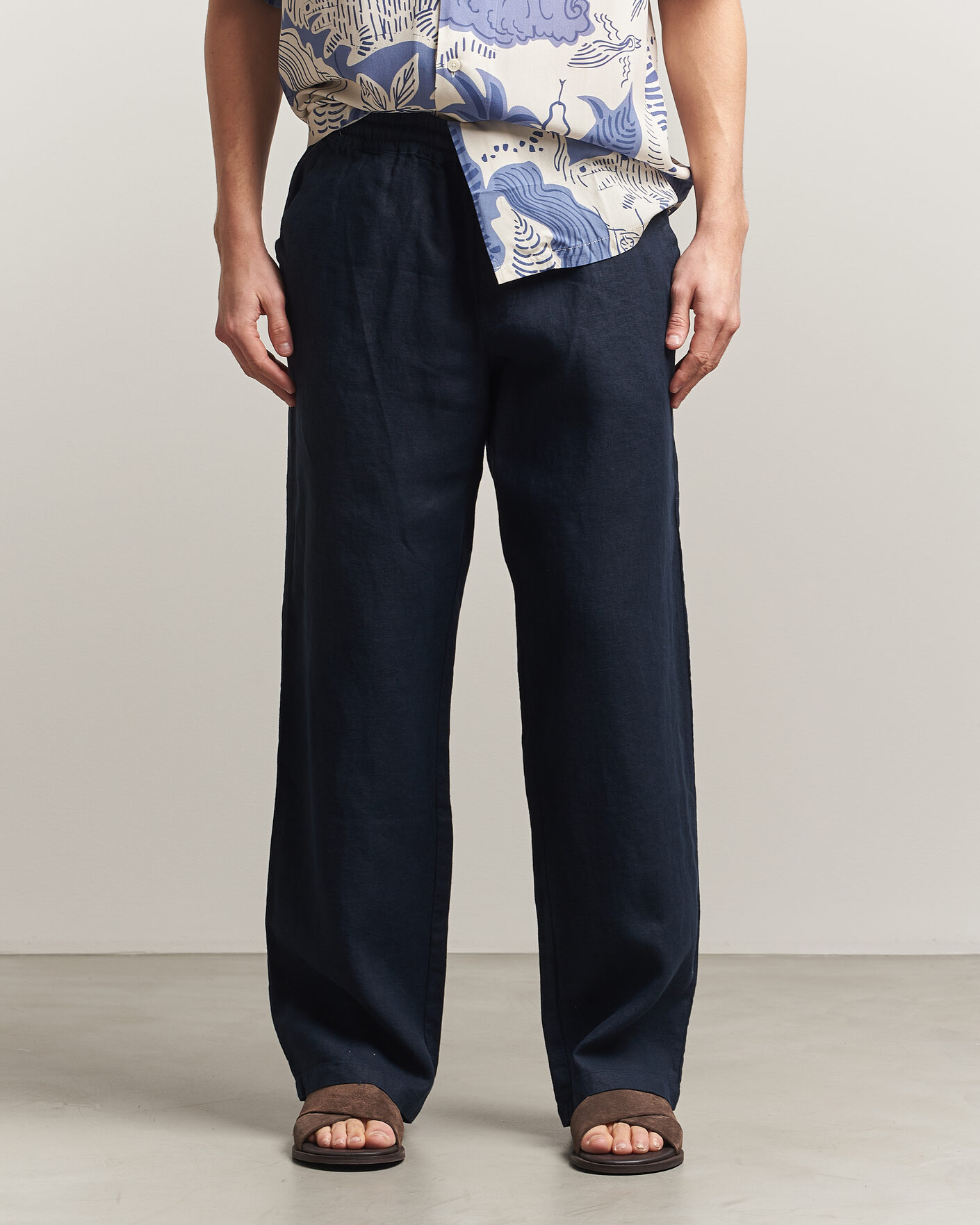 Heren | Broeken | OAS | Nino Linen Pants Navy