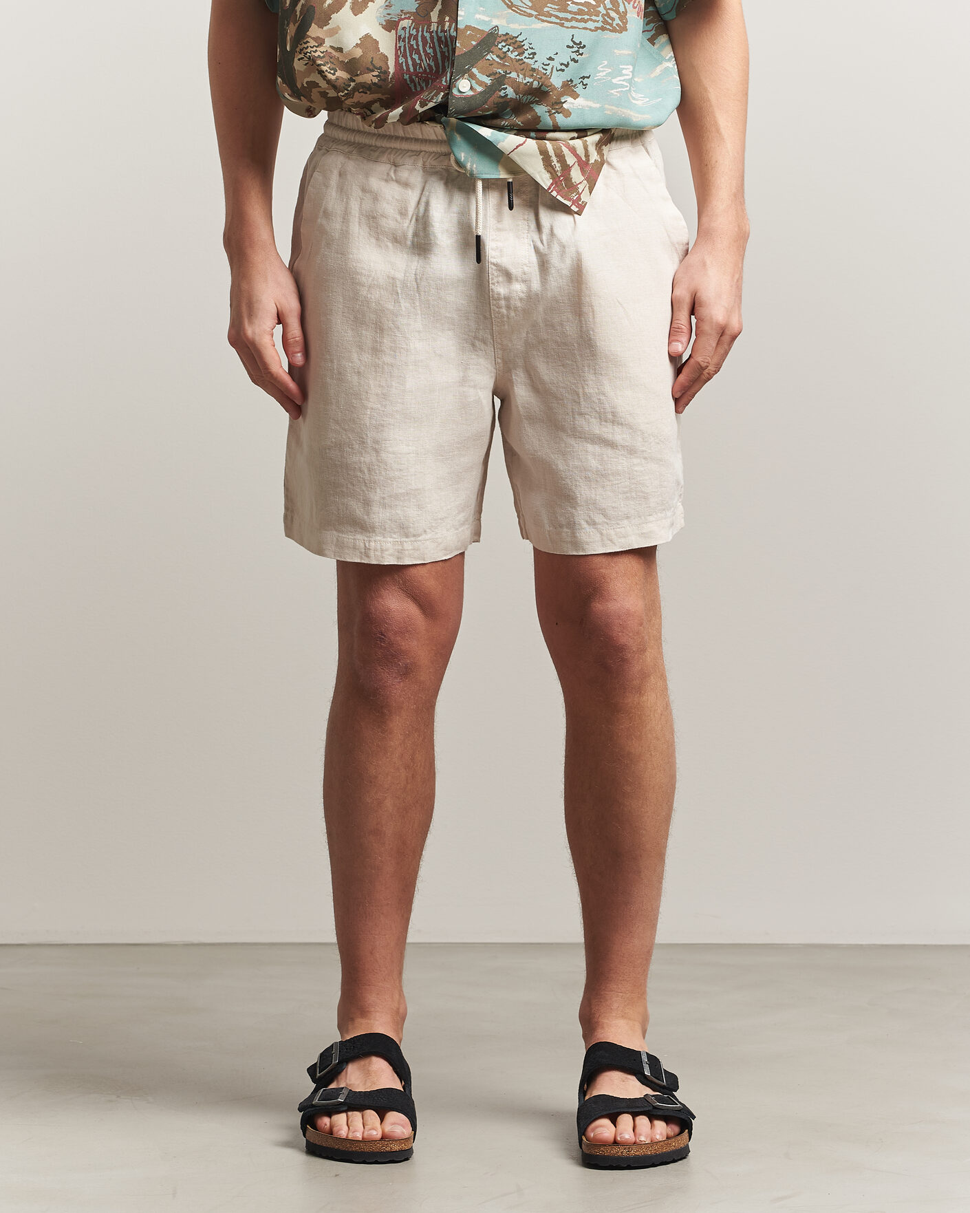 Heren | Korte broek | OAS | Porto Linen Shorts Beige