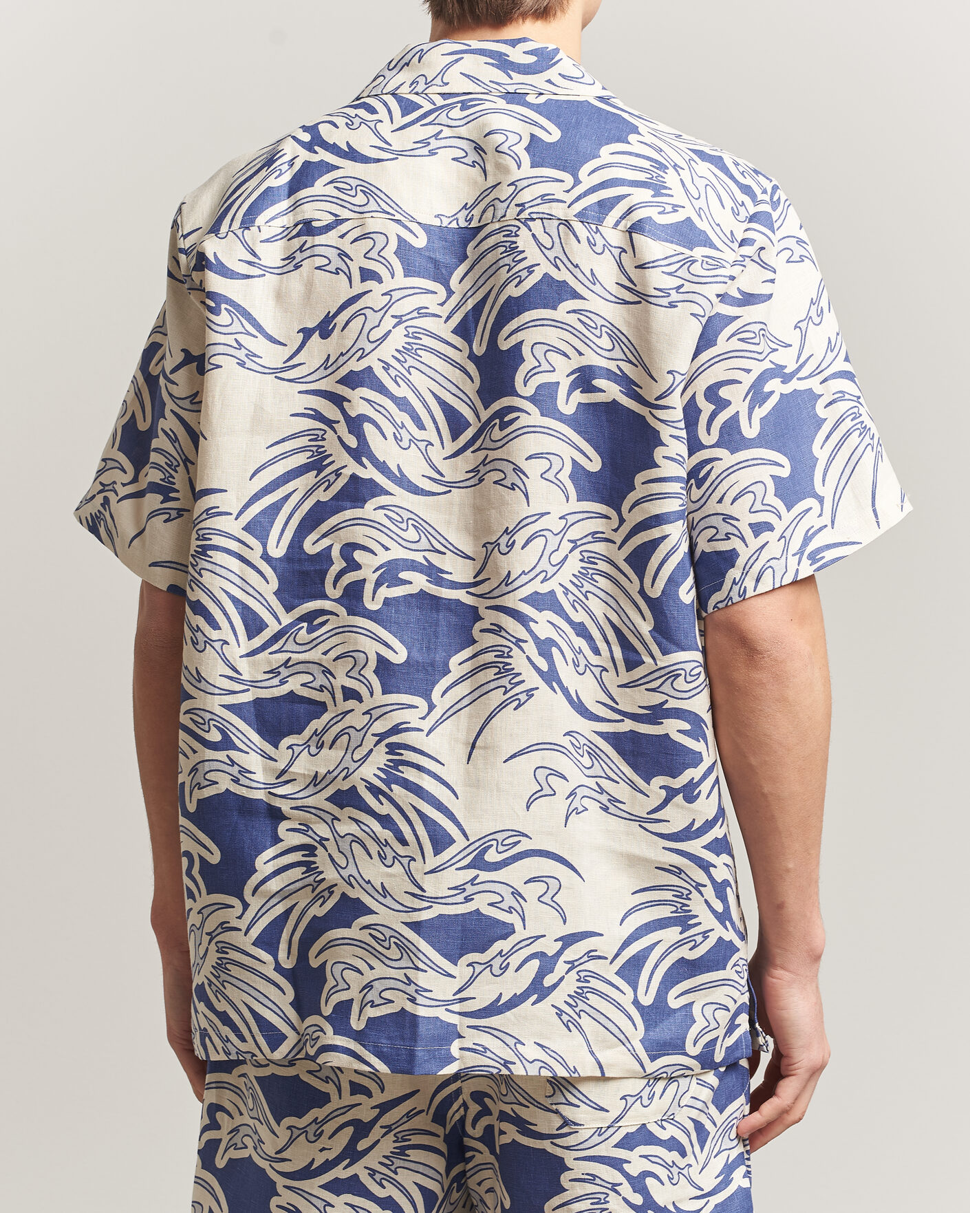 Homme | Chemises | OAS | Cuba Short Sleeve Printed Linen Shirt Rouge Blue
