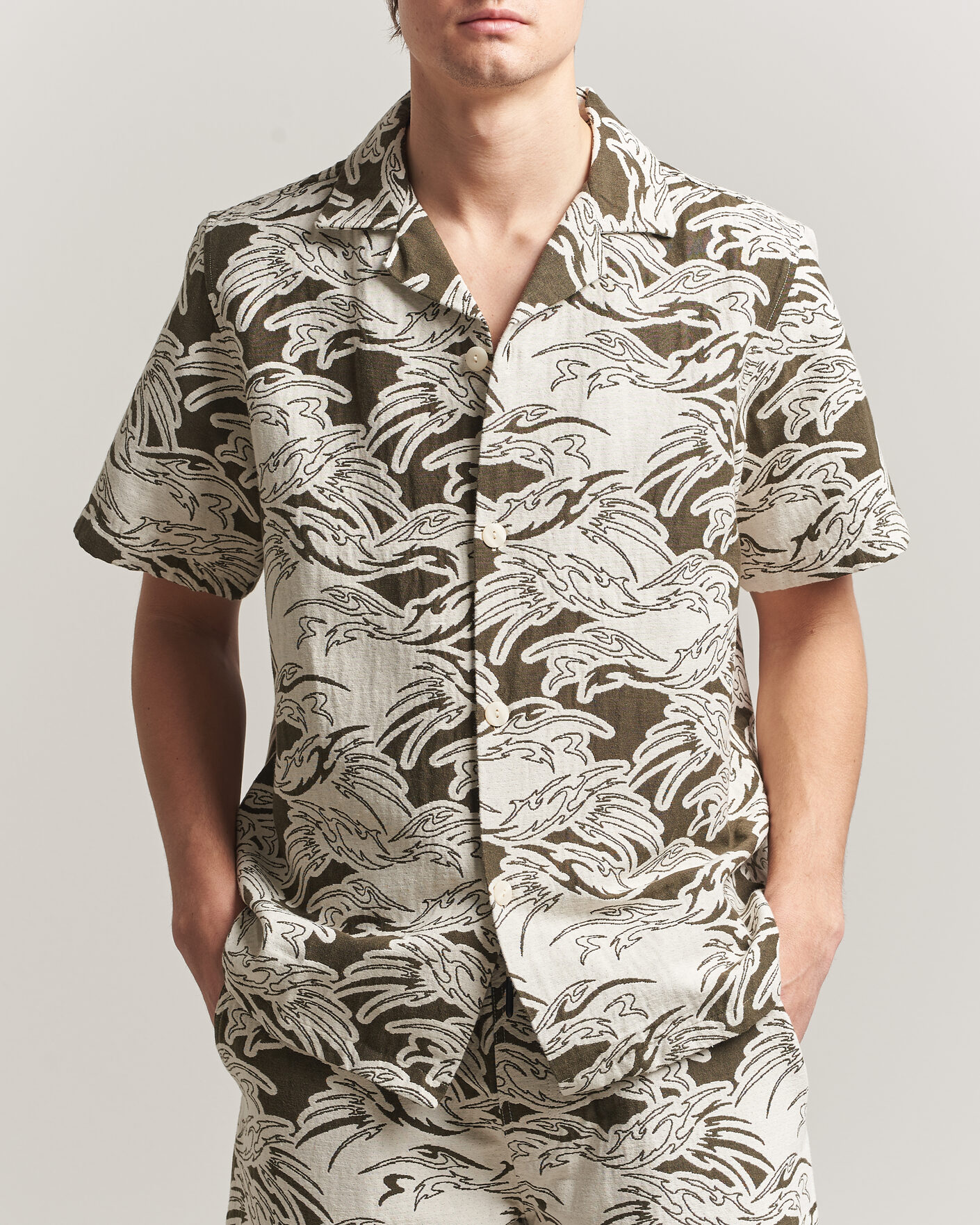 Homme | Chemises | OAS | Cuba Short Sleeve Shirt Rouge Ecru