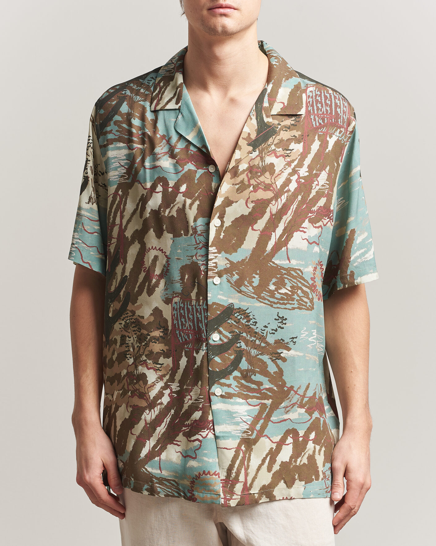 Homme | Chemises | OAS | Rocco Viscose Short Sleeve Shirt Montara